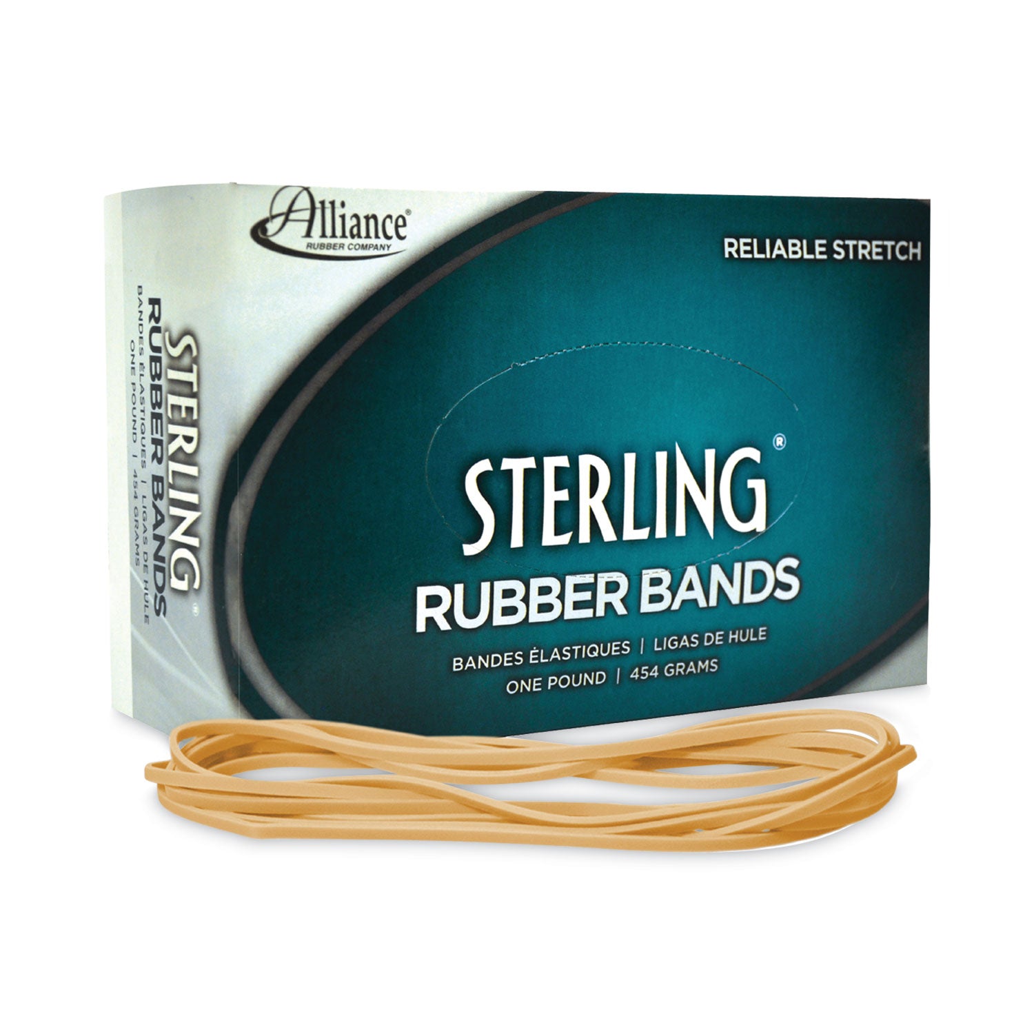 Alliance® Sterling Rubber Bands, Size 117b, 0.06" Gauge, Crepe, 1 Lb Box, 250/box