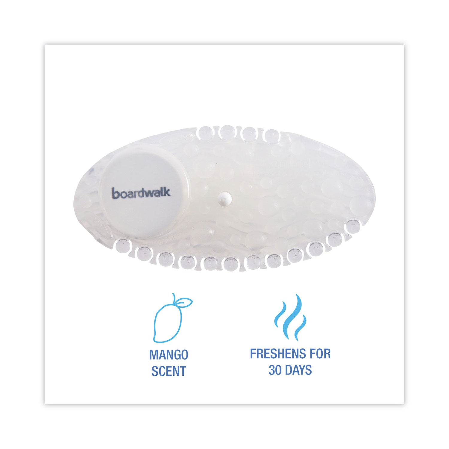 Boardwalk® Curve Solid Air Freshener, Mango, Clear, 10/Box, 6 Boxes/Carton