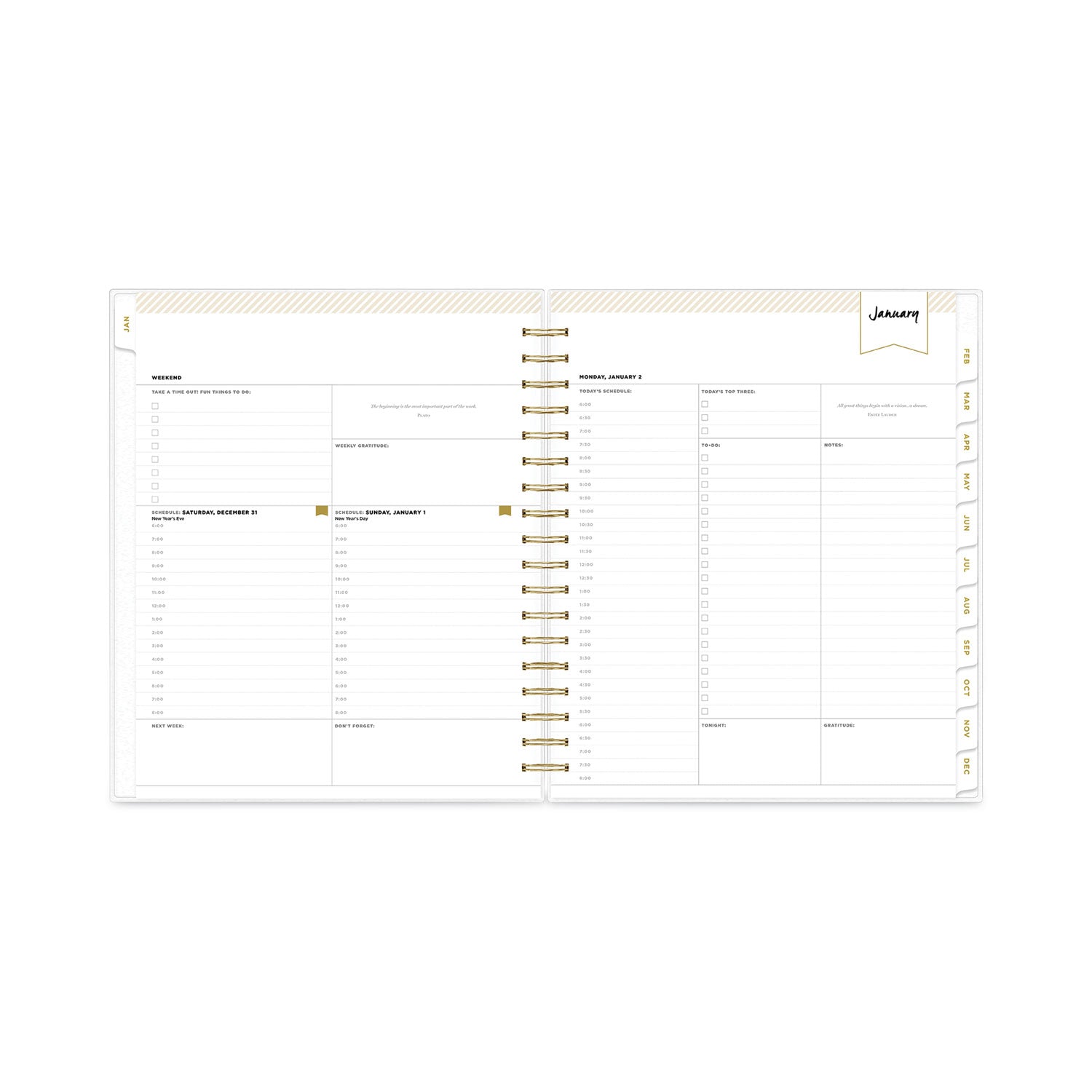Blue Sky® Day Designer Daily/Monthly Frosted Planner, Rugby Stripe Artwork, 10 x 8, Black/White Cover, 12-Month (July-June): 2024-2025