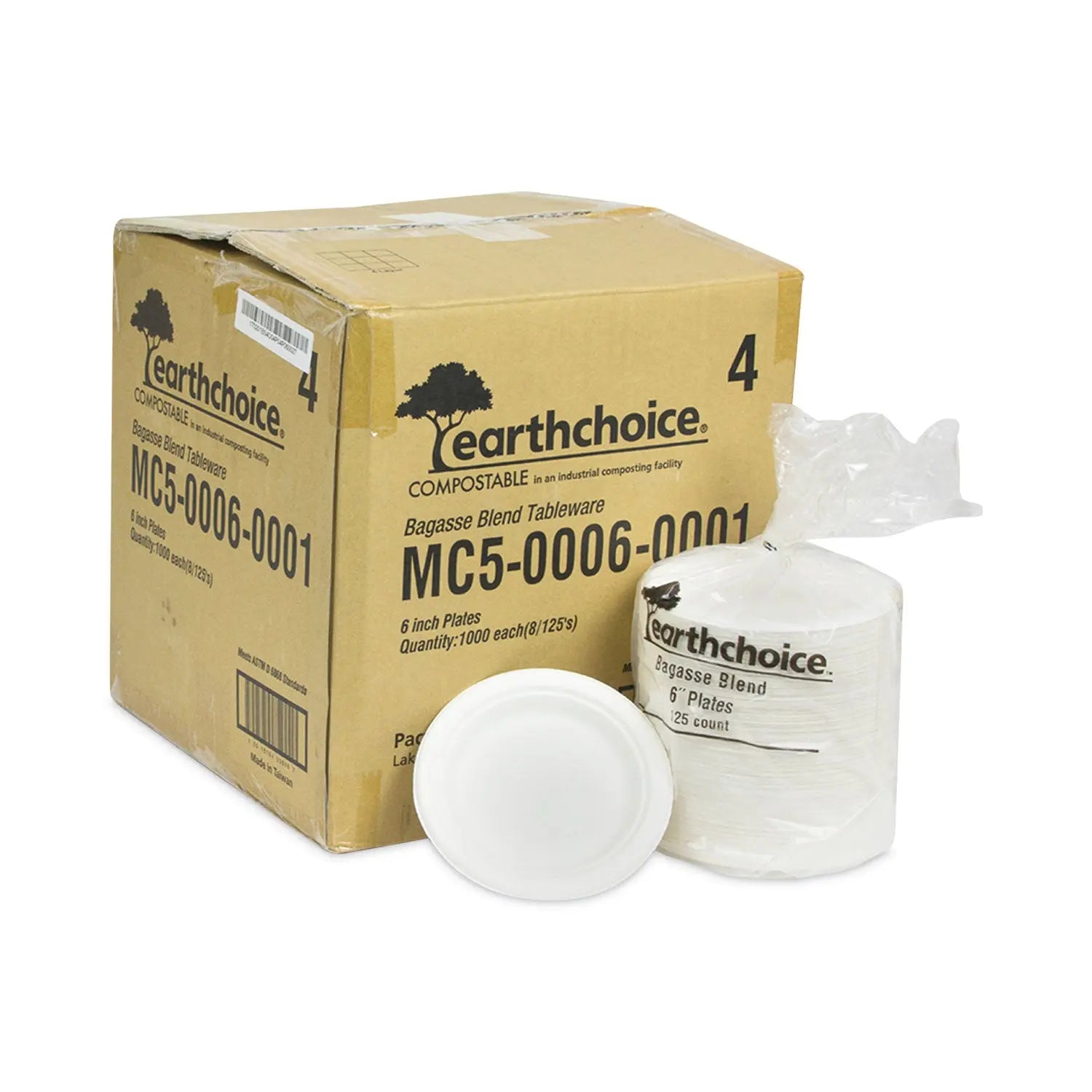 EarthChoice Compostable Fiber-Blend Bagasse Dinnerware, Plate, 6" dia, Natural, 1,000/Carton Pactiv Evergreen Flipcost