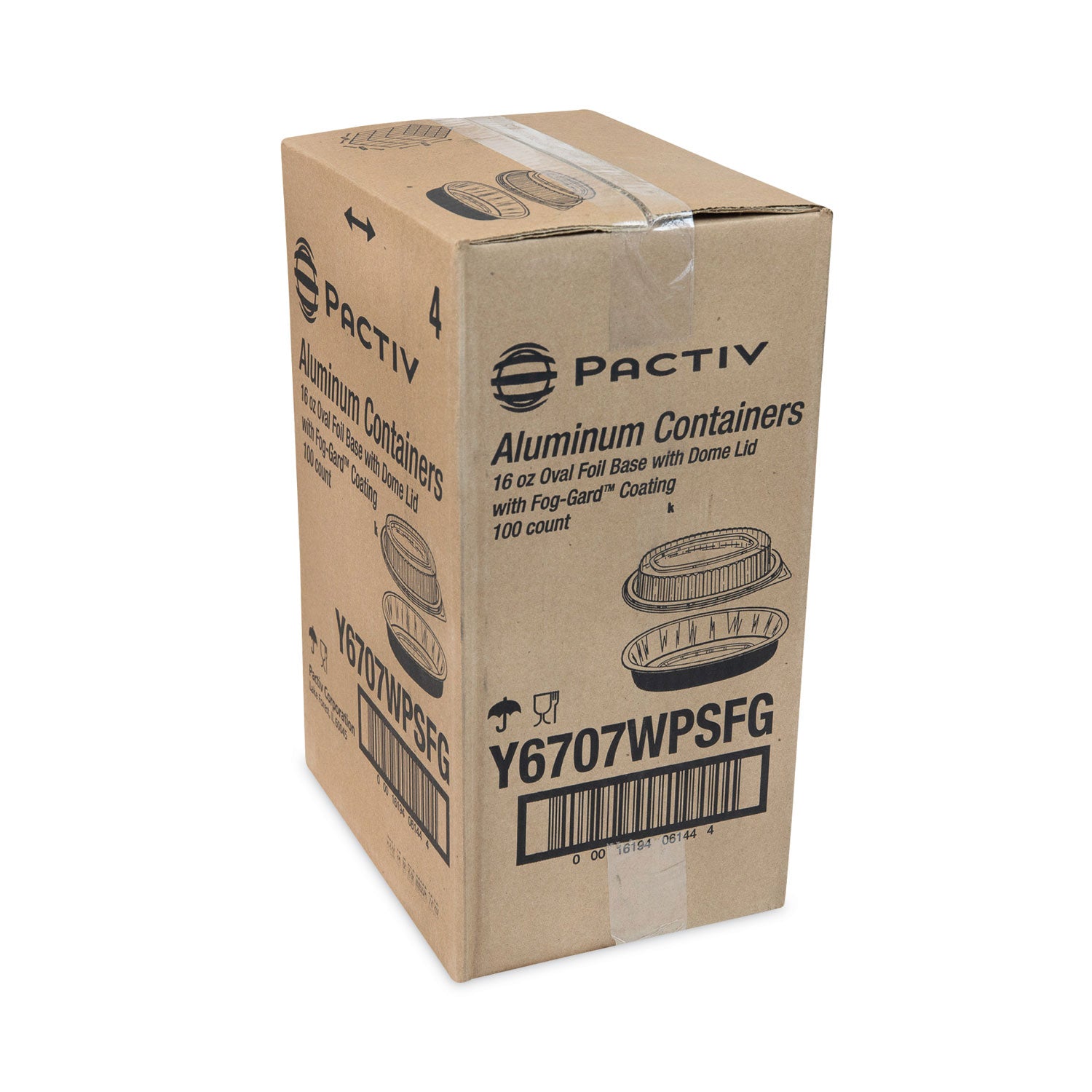 Pactiv Evergreen Classic Carry-Out Container, 16 oz, 6.88 x 4.56 x 3, Black/Gold, Aluminum, 100/Carton