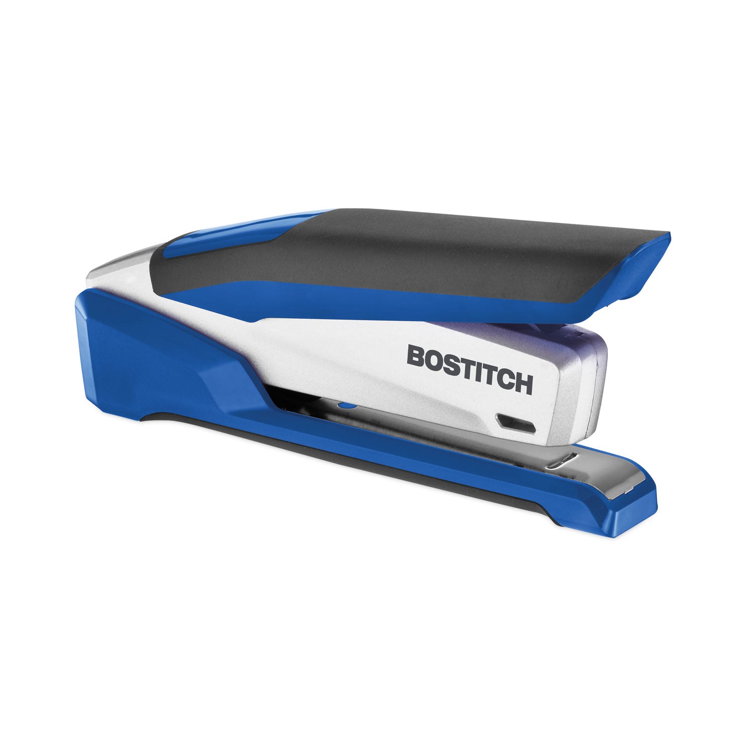 Bostitch® InPower One-Finger 3-in-1 Desktop Stapler with Antimicrobial Protection, 28-Sheet Capacity, Blue/Silver