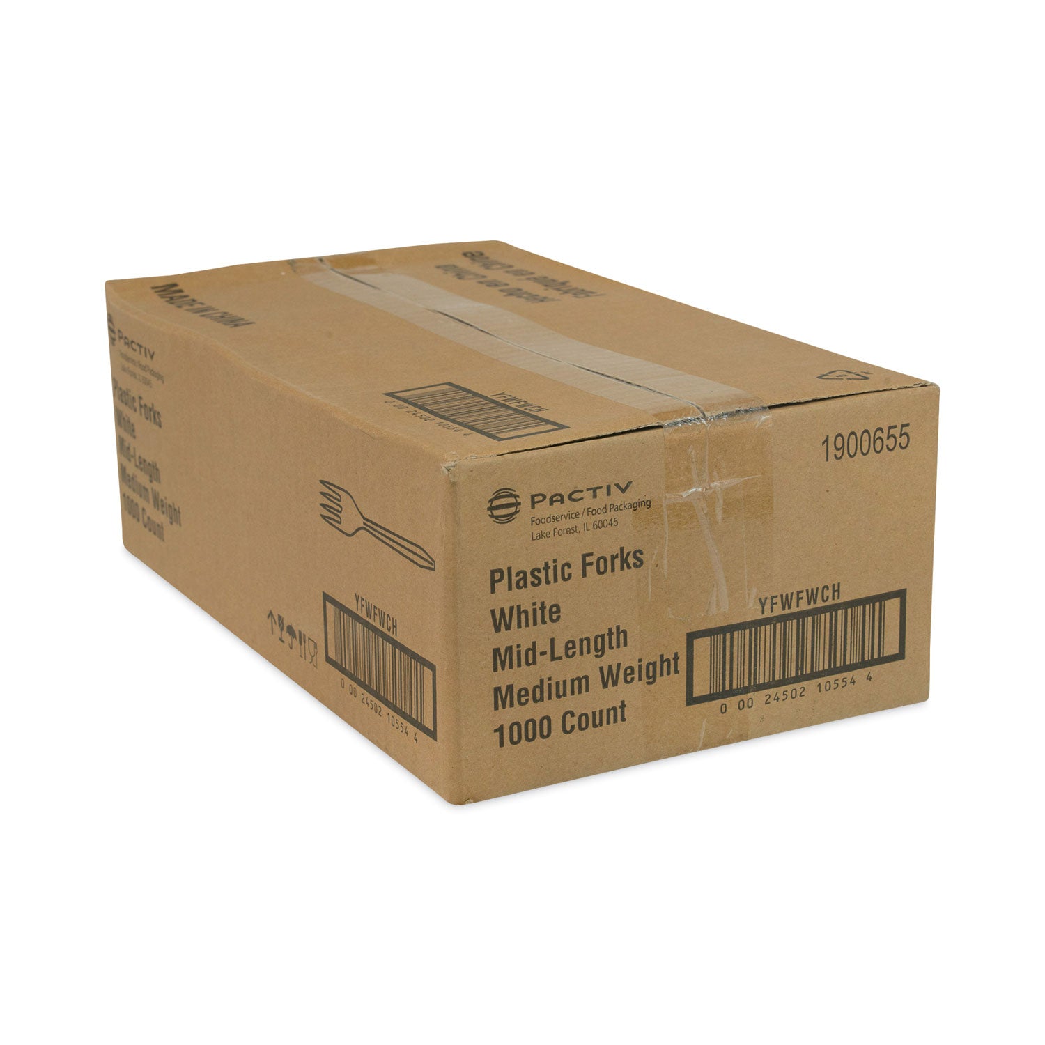 Pactiv Evergreen Fieldware Cutlery, Mediumweight Fork, Plastic, White, 1,000/Carton