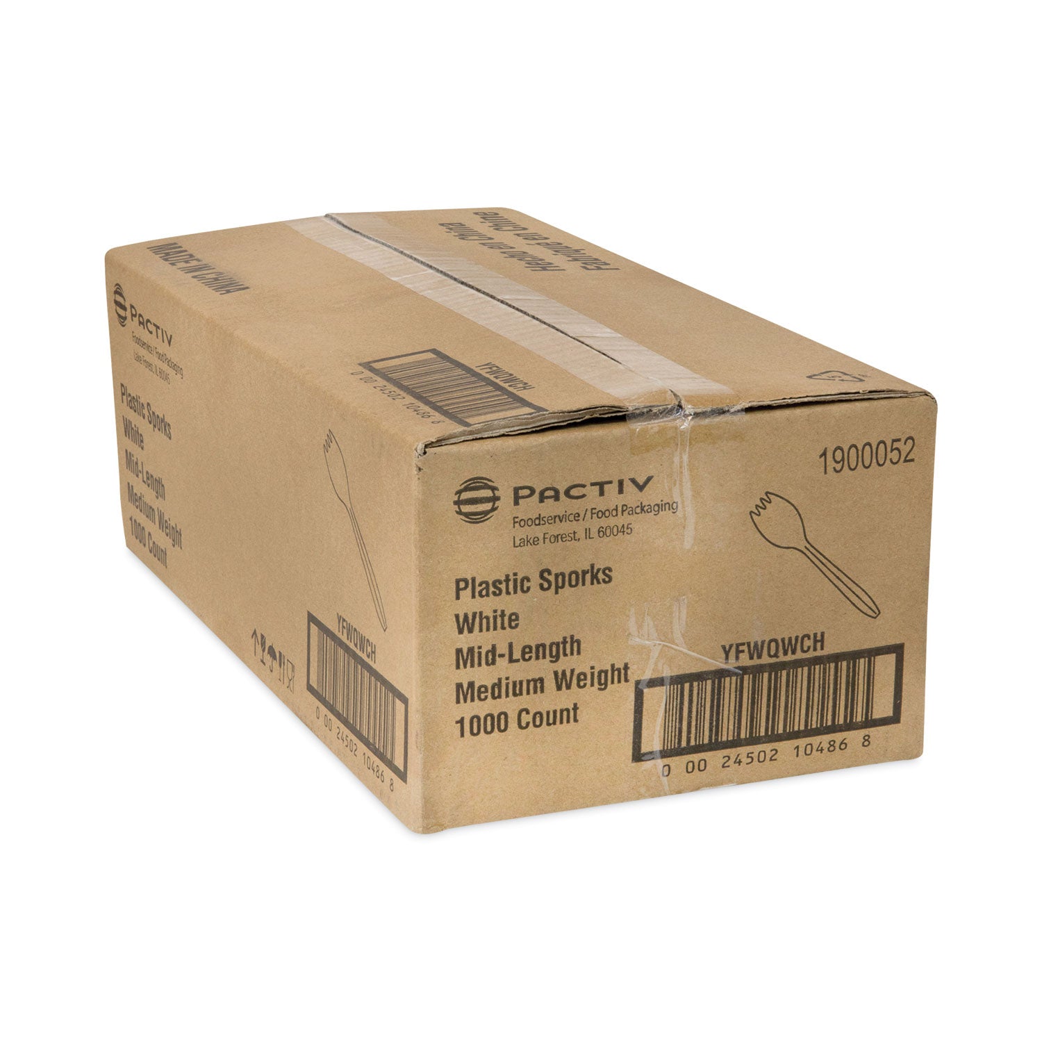 Pactiv Evergreen Fieldware Cutlery, Mediumweight Spork, Plastic, White, 1,000/Carton