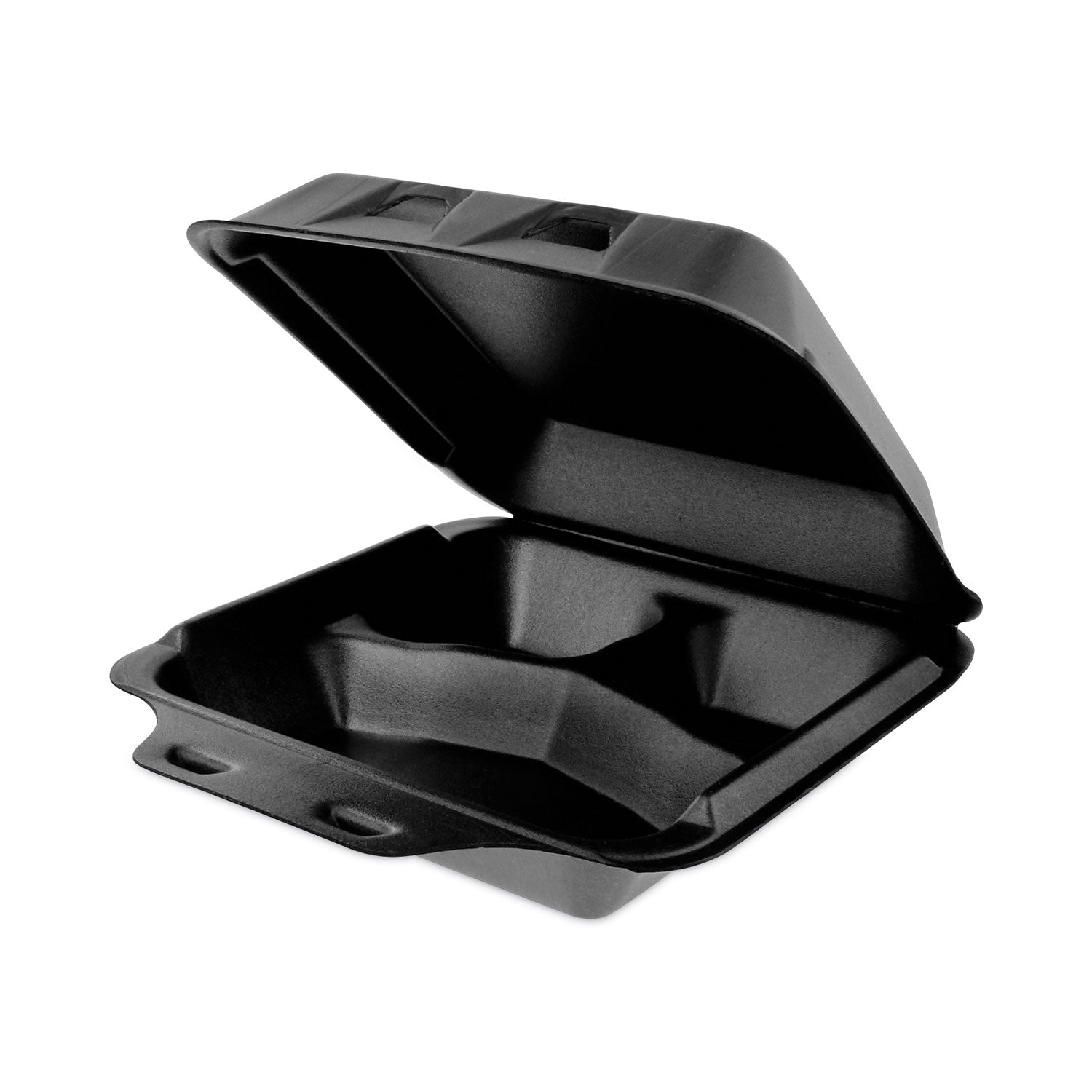 Pactiv Evergreen SmartLock Foam Hinged Lid Container, Medium, 3 Compartments, 8 x 8.5 x 3, Black, 150/Carton