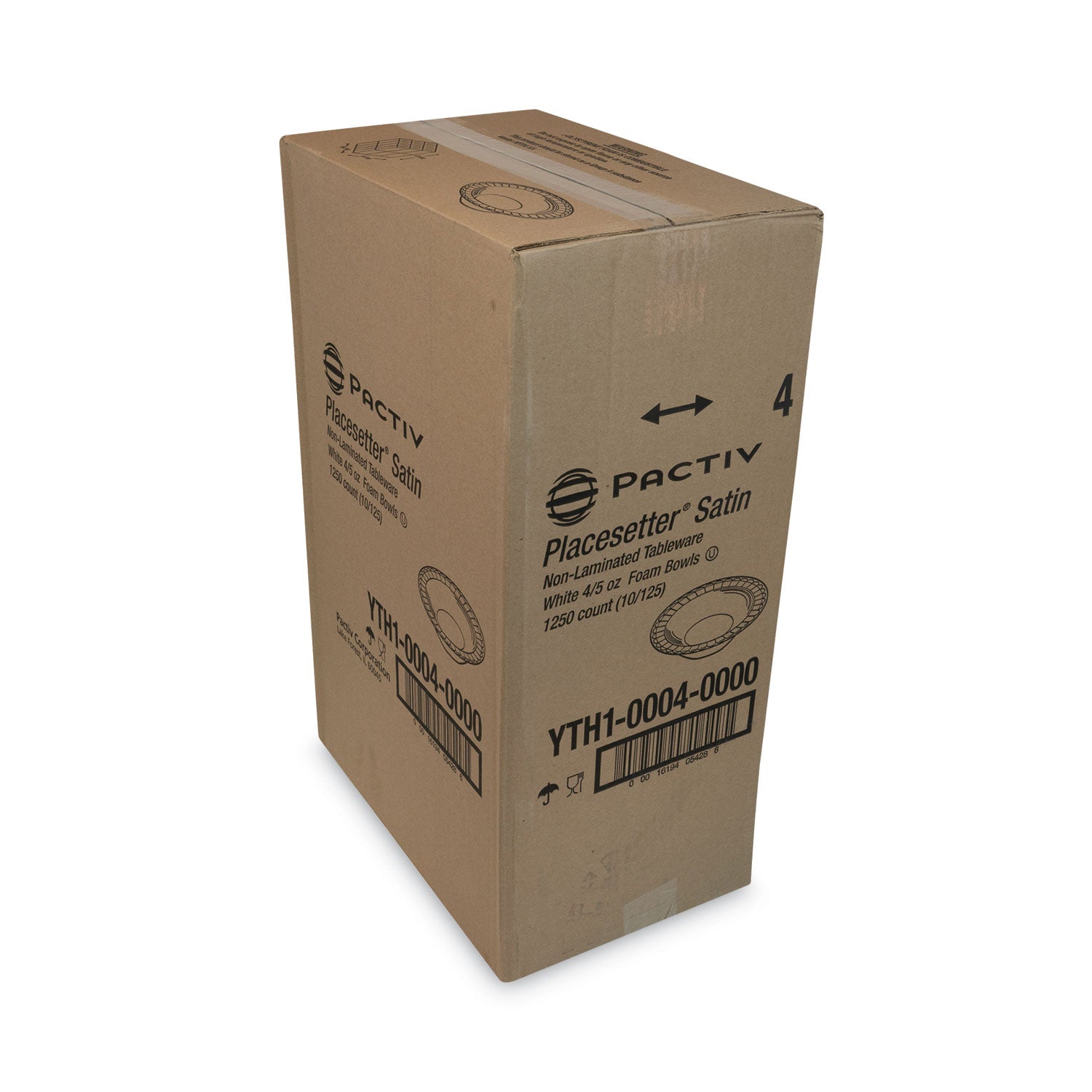 Pactiv Evergreen Placesetter Satin Non-Laminated Foam Dinnerware, Bowl, 5 oz, White, 1,250/Carton