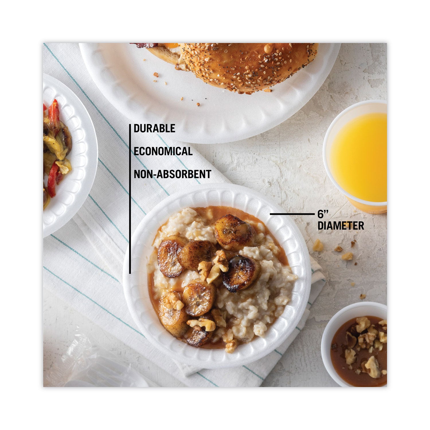 Pactiv Evergreen Placesetter Satin Non-Laminated Foam Dinnerware, Plate, 6" dia, White, 1,000/Carton