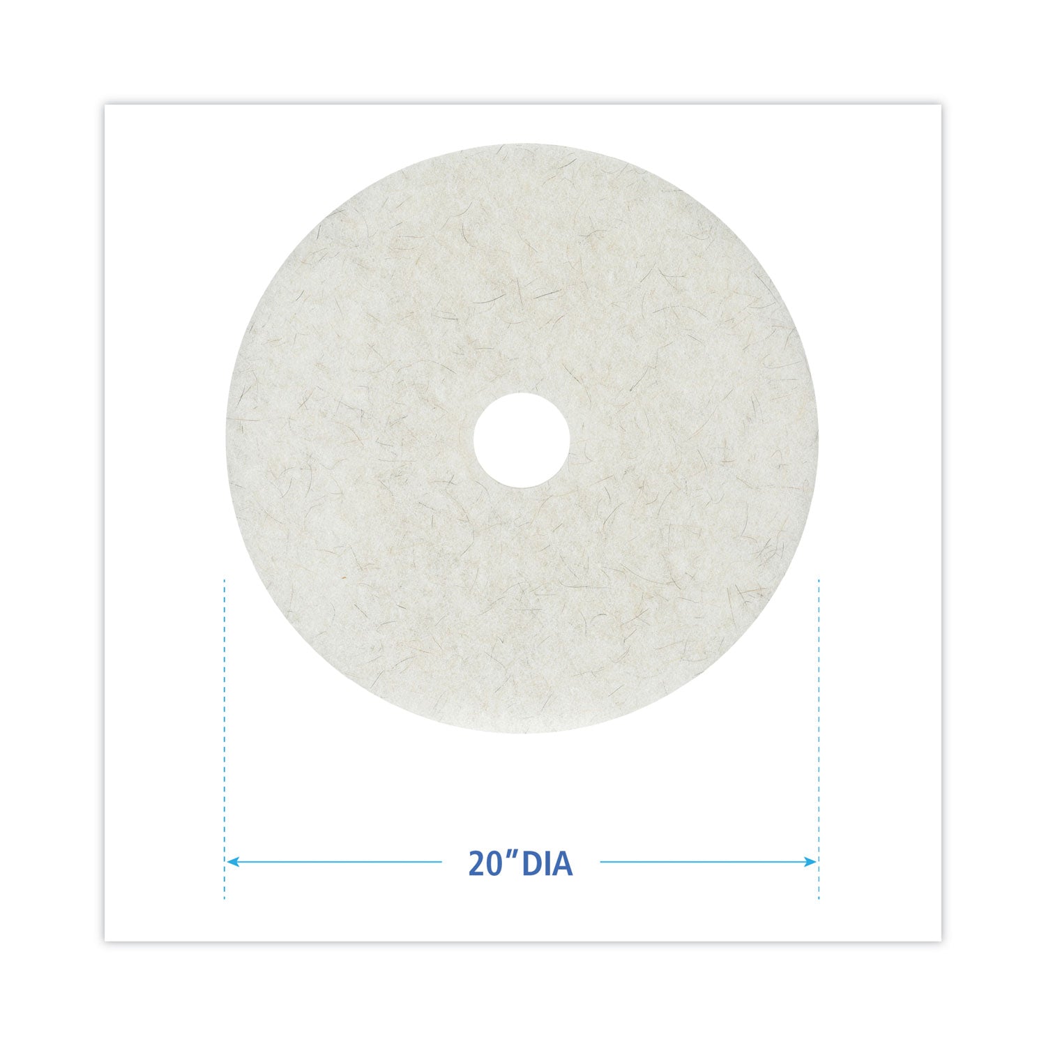 Boardwalk® Natural Burnishing Floor Pads, 20" Diameter, White, 5/carton