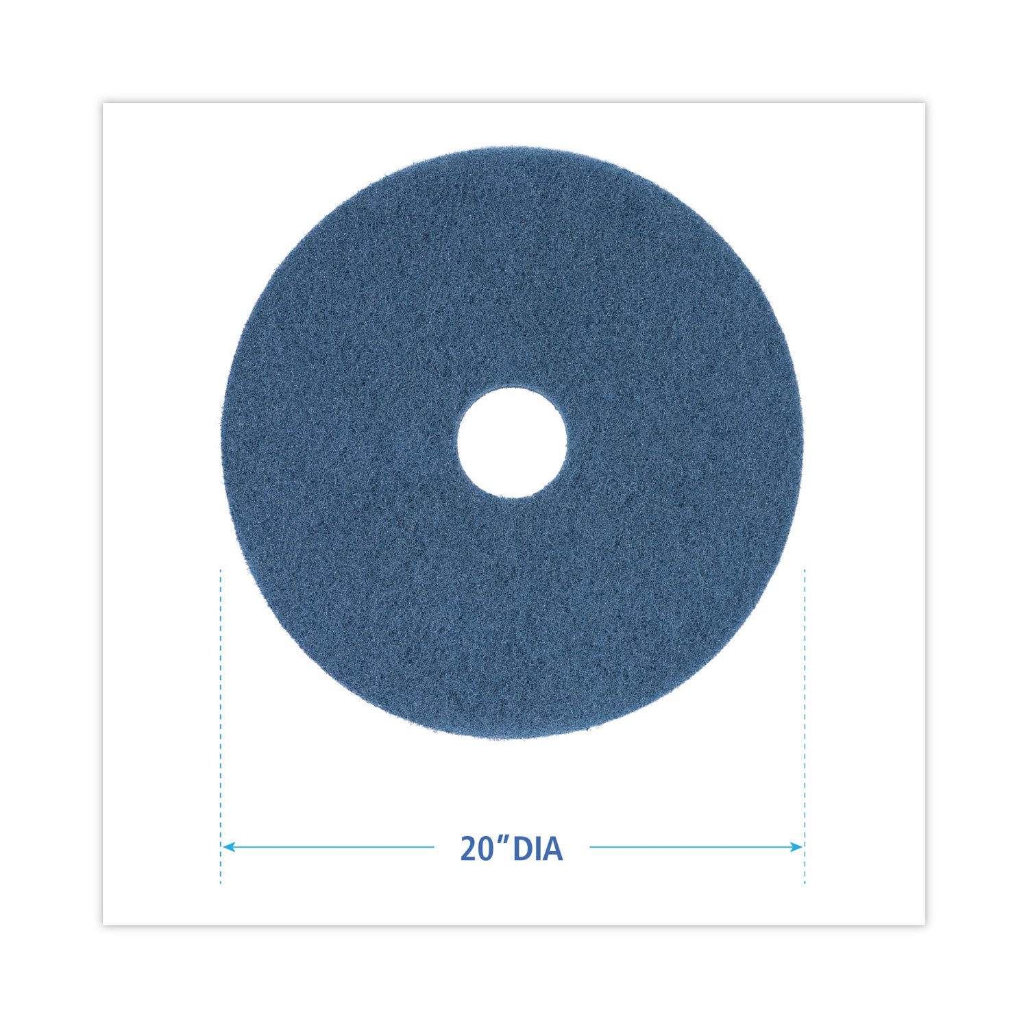 Boardwalk® Scrubbing Floor Pads, 20" Diameter, Blue, 5/carton