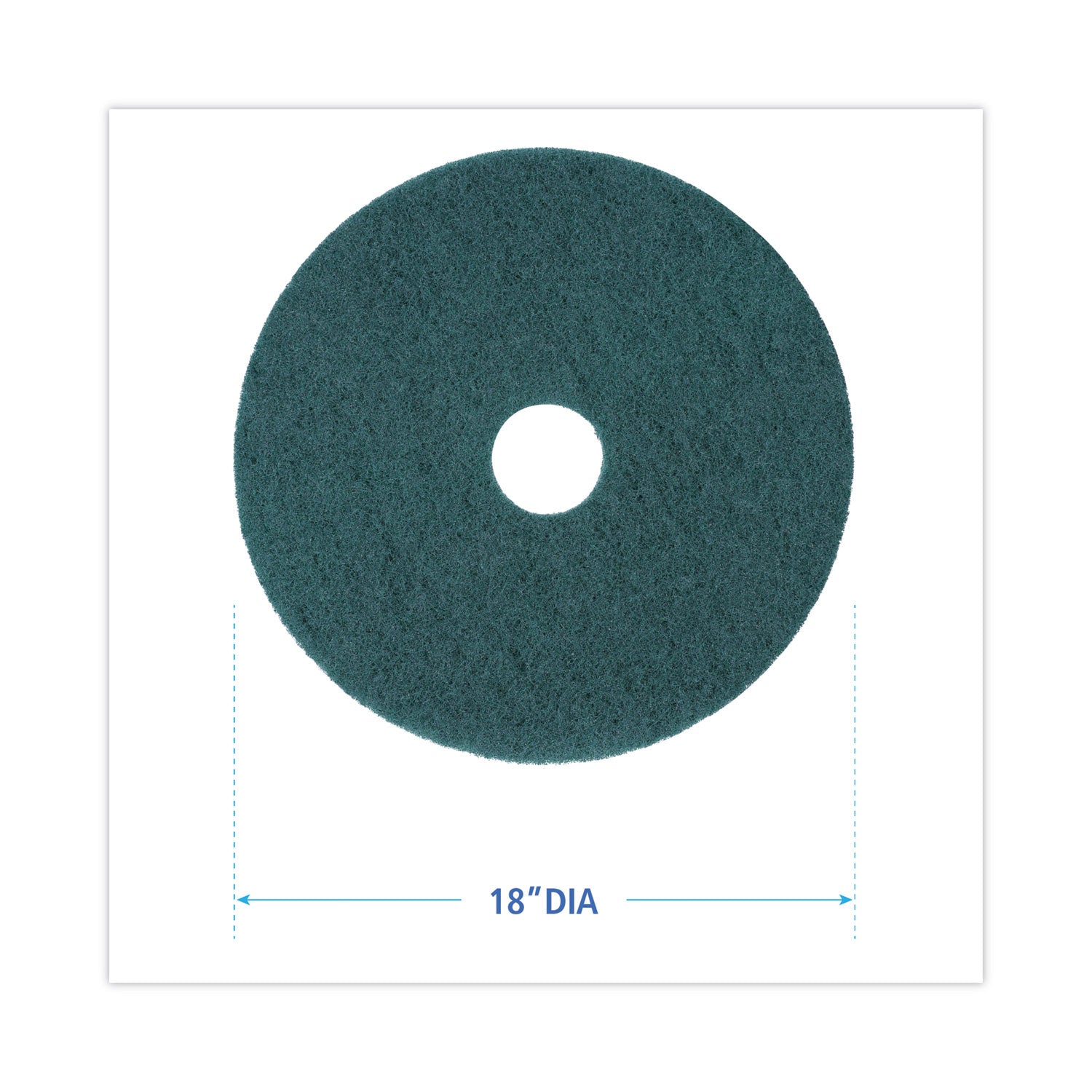 Boardwalk® Heavy-Duty Scrubbing Floor Pads, 18" Diameter, Green, 5/carton