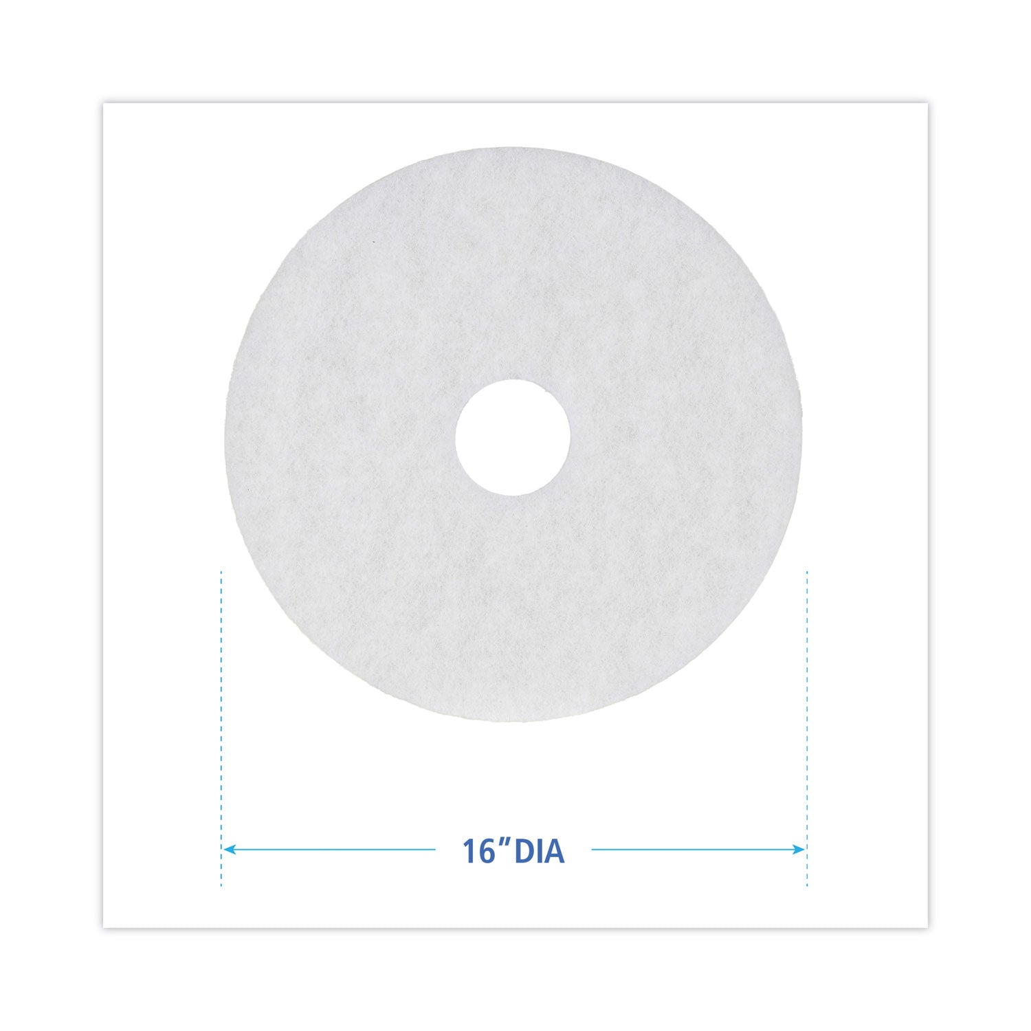 Boardwalk® Polishing Floor Pads, 16" Diameter, White, 5/carton