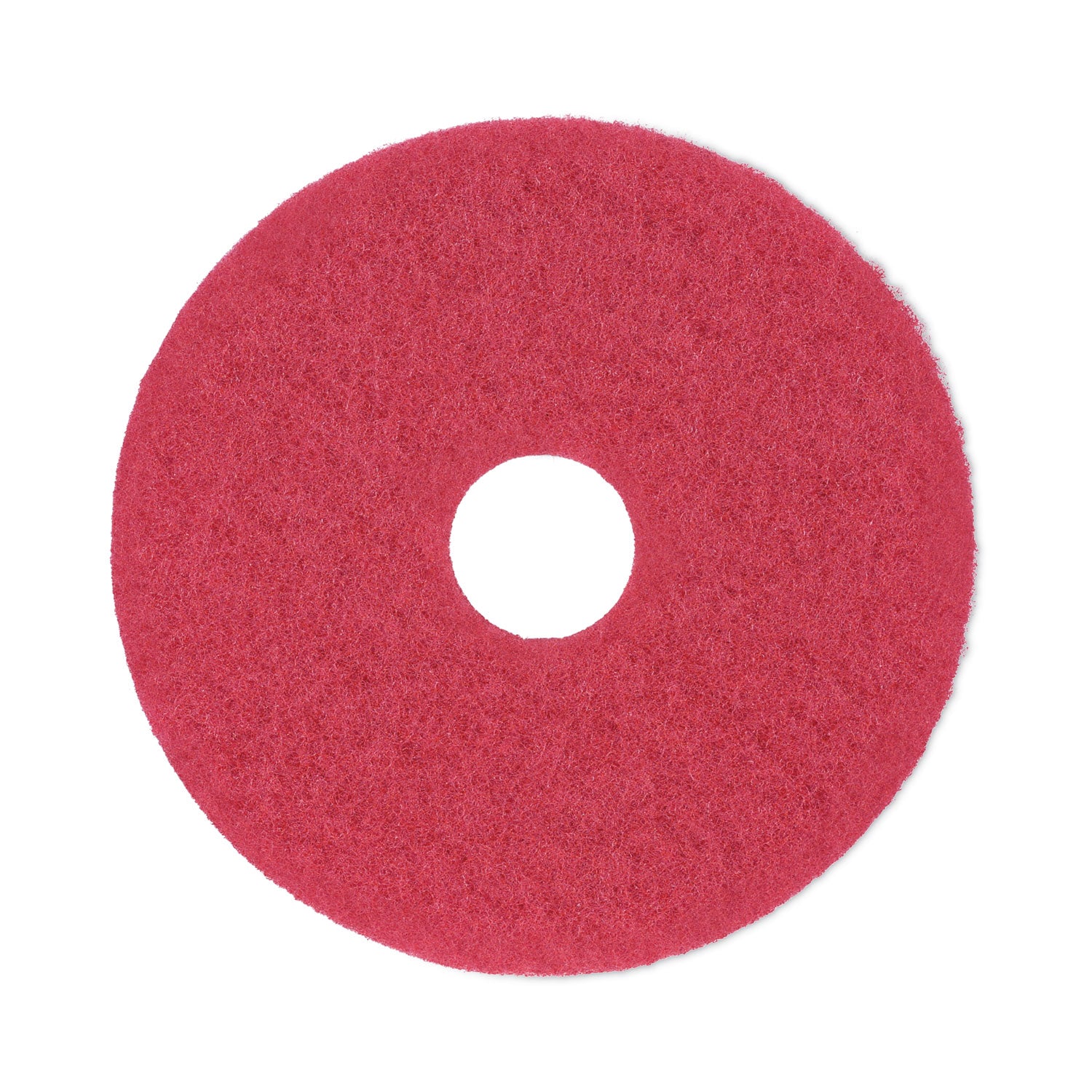 Buffing Floor Pads, 14" Diameter, Red, 5/Carton