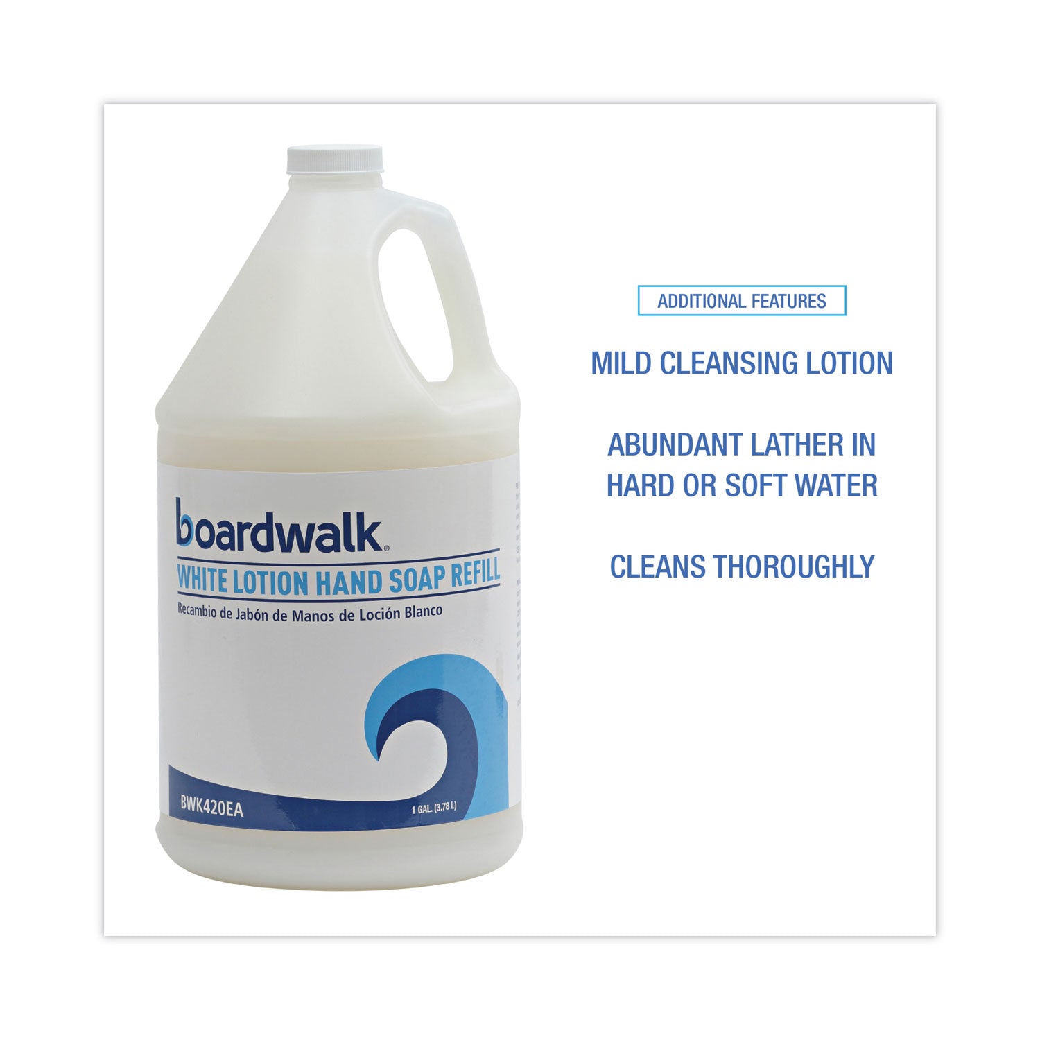 Boardwalk® Mild Cleansing Lotion Hand Soap Refill, Cherry Scent, 1 gal Bottle, 4/Carton