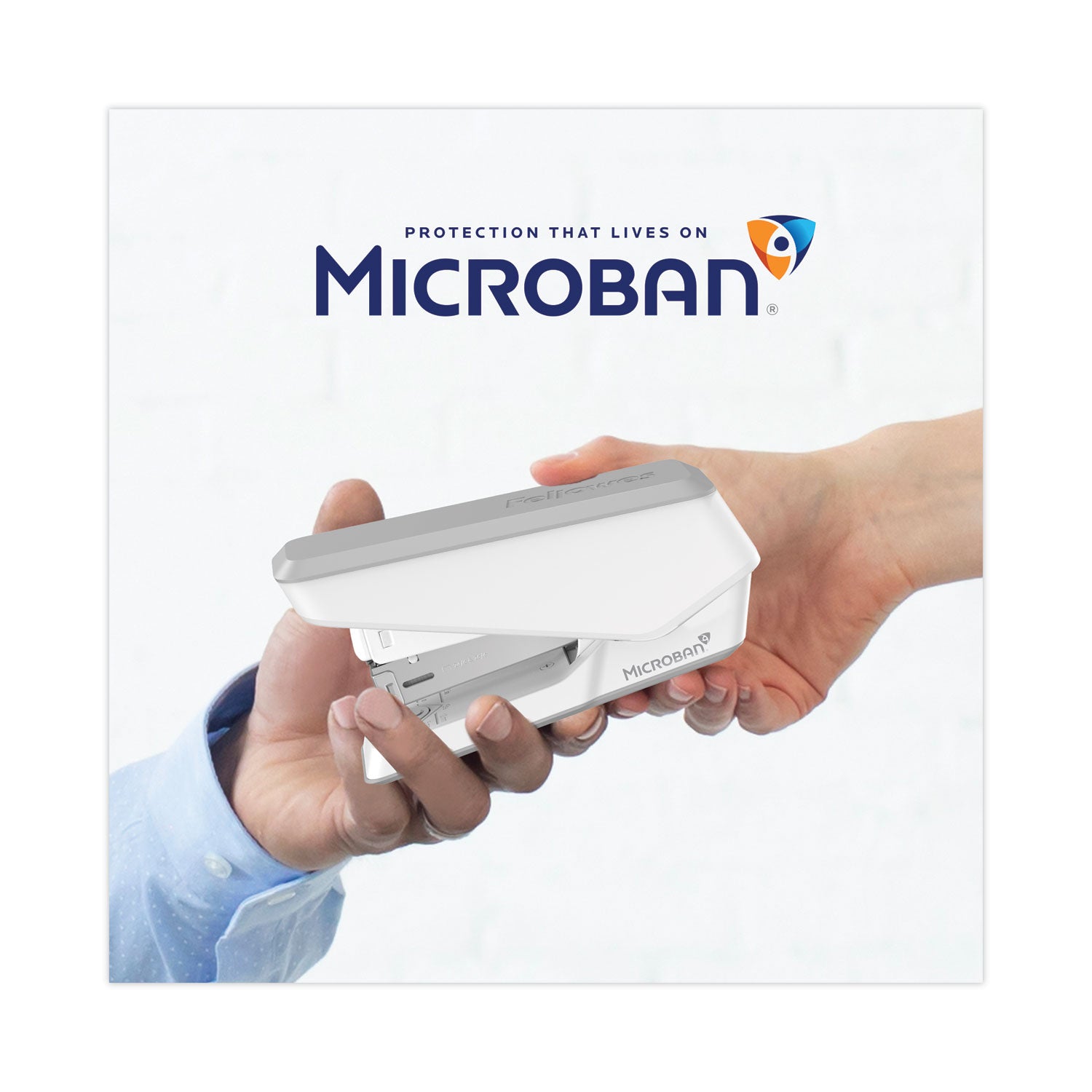 Fellowes® LX840 EasyPress Half Strip Stapler with Antimicrobial Protection, 25-Sheet Capacity, White