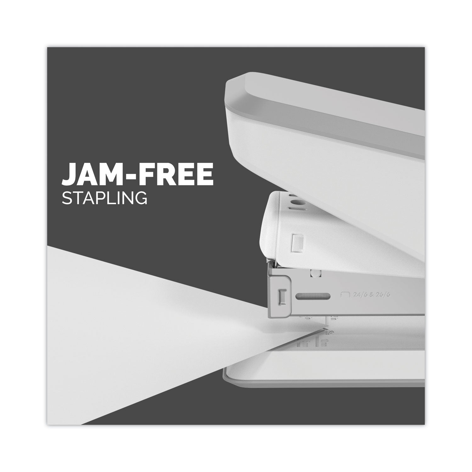 Fellowes® LX840 EasyPress Half Strip Stapler with Antimicrobial Protection, 25-Sheet Capacity, White