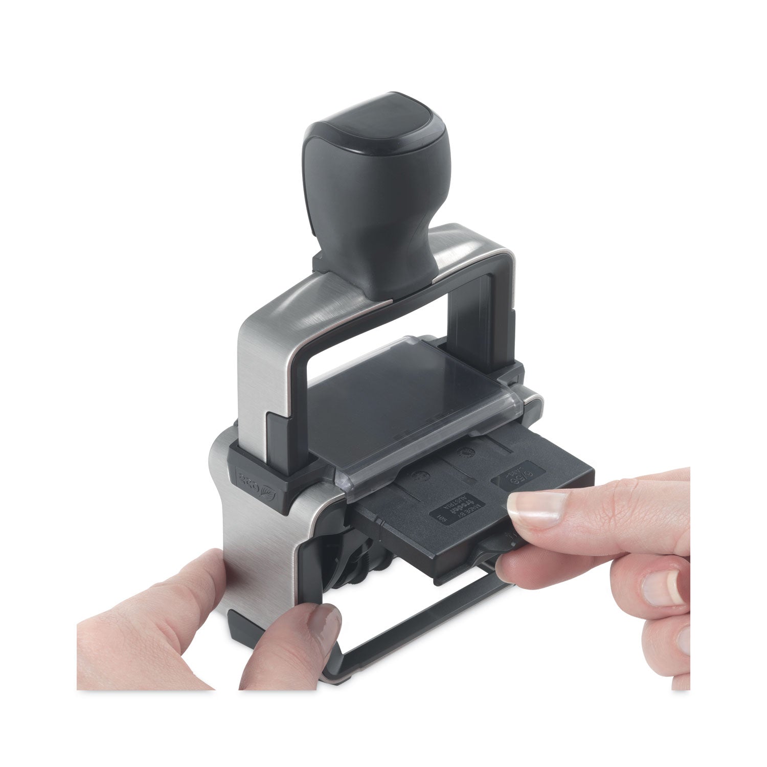 Trodat® Professional 5-in-1 Date Stamp, Self-Inking, 1 x 1.63, Blue/Red