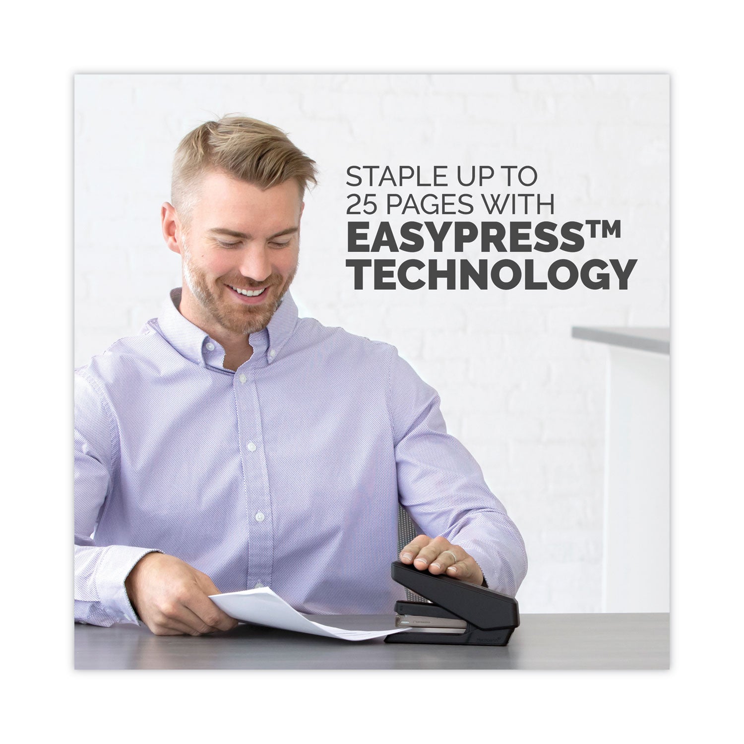 Fellowes® LX850 EasyPress Full Strip Stapler with Antimicrobial Protection, 25-Sheet Capacity, Black