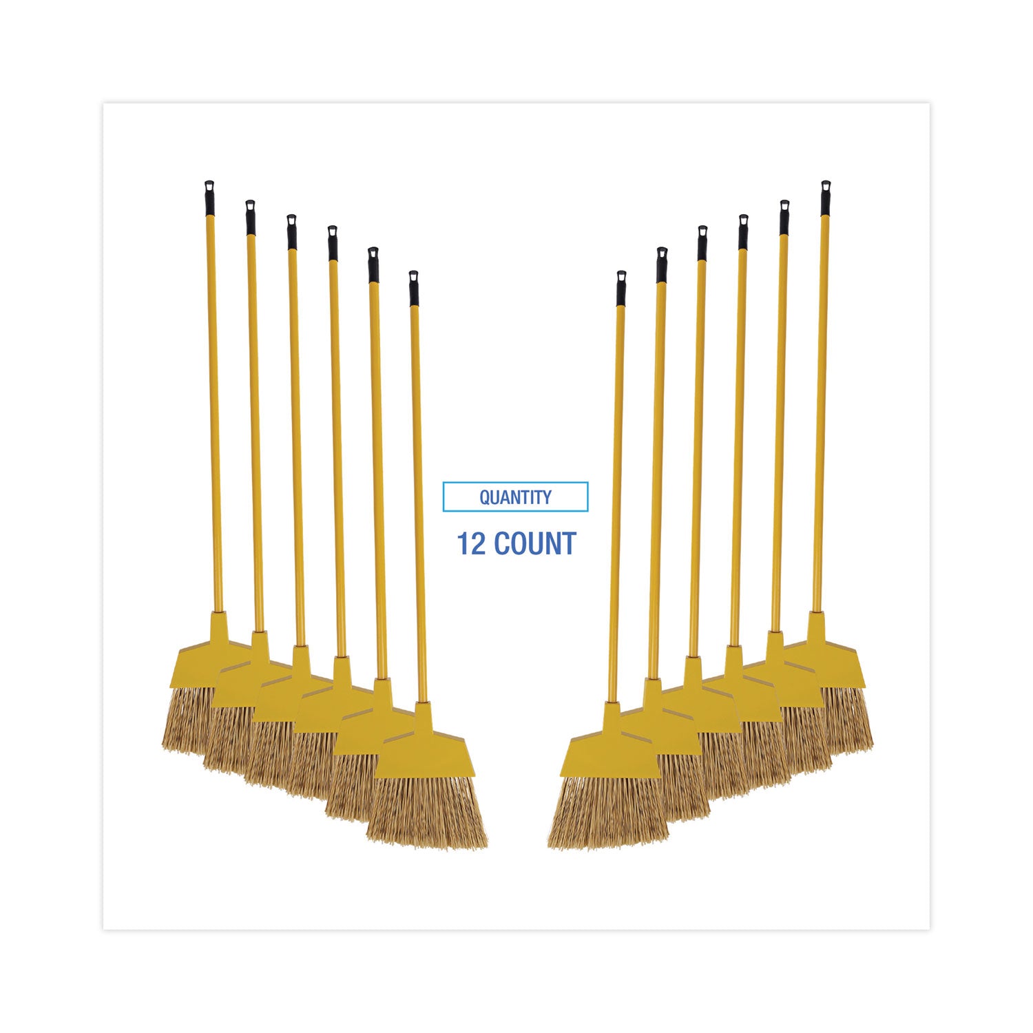 Boardwalk® Poly Bristle Angler Broom, 53" Handle, Yellow, 12/carton