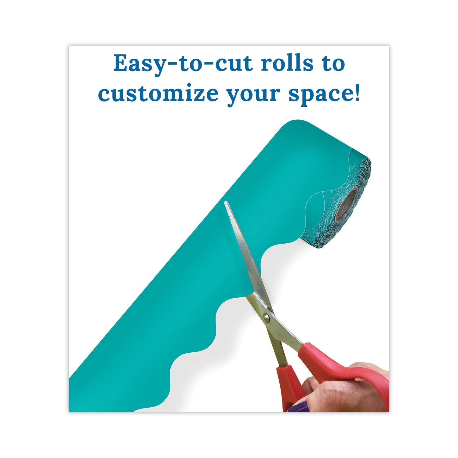 Carson-Dellosa Education Rolled Borders, Scalloped Border, Back to School, 2.25" x 65 ft, Teal