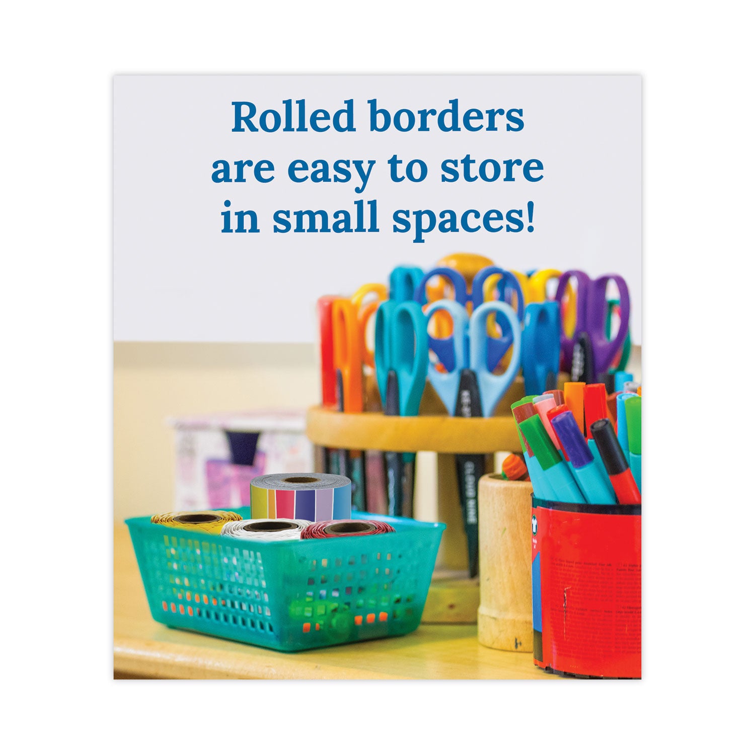 Carson-Dellosa Education Rolled Borders, Straight Border, Back to School: Rainbow, 2.25" x 65 ft, Multicolor