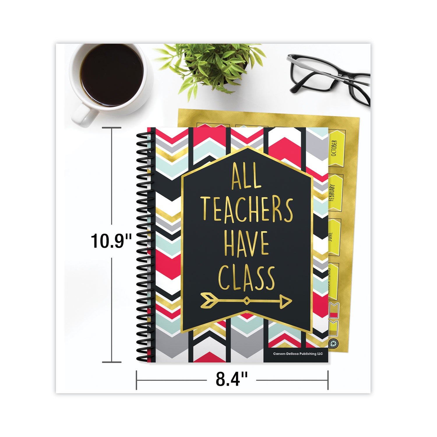 Carson-Dellosa Education Teacher Planner, Weekly/Monthly, Two-Page Spread (Seven Subjects), Two-Page Spread (One Month), 11 x 8.5, Multicolor Cover