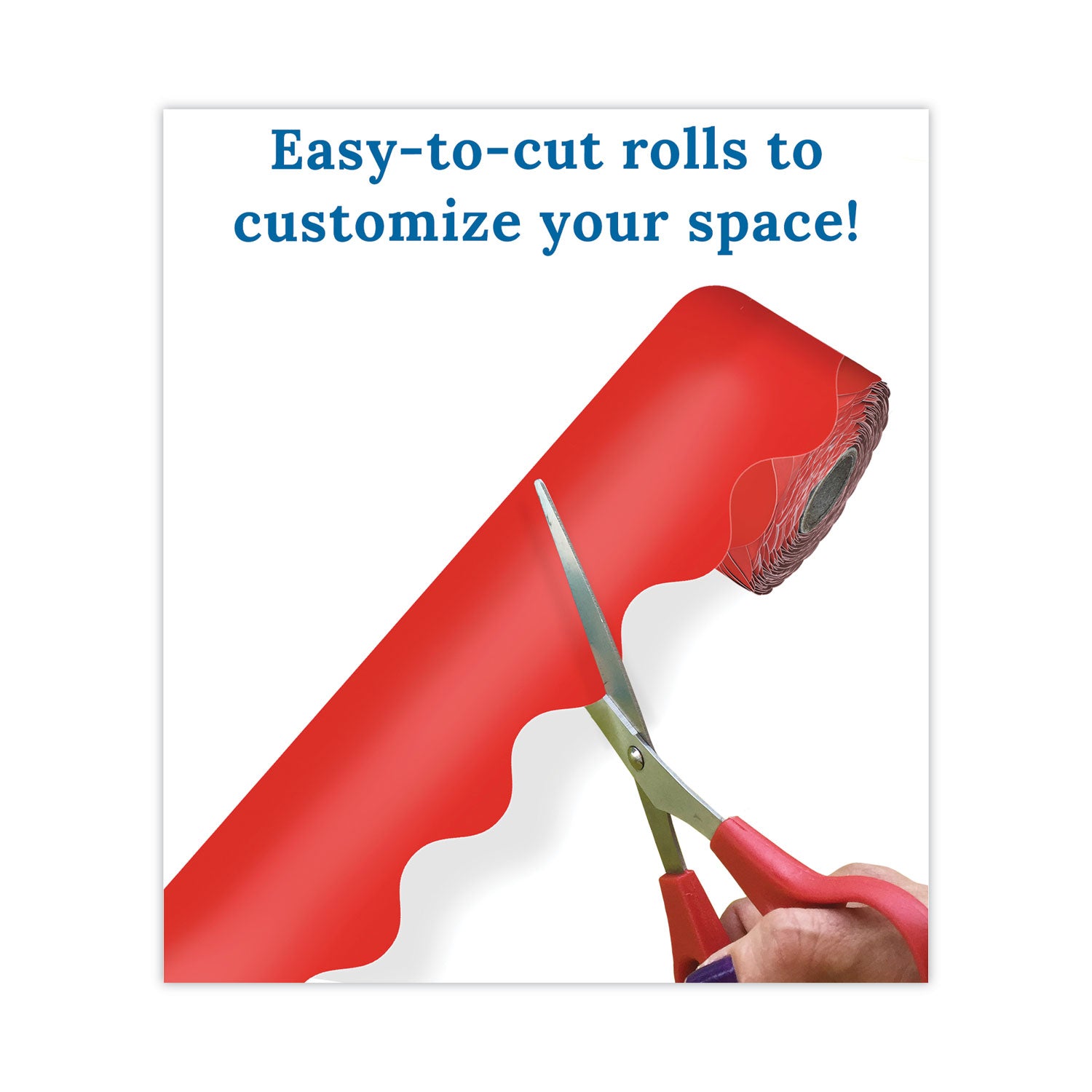 Carson-Dellosa Education Rolled Borders, Scalloped Border, Back to School, 2.25" x 65 ft, Red