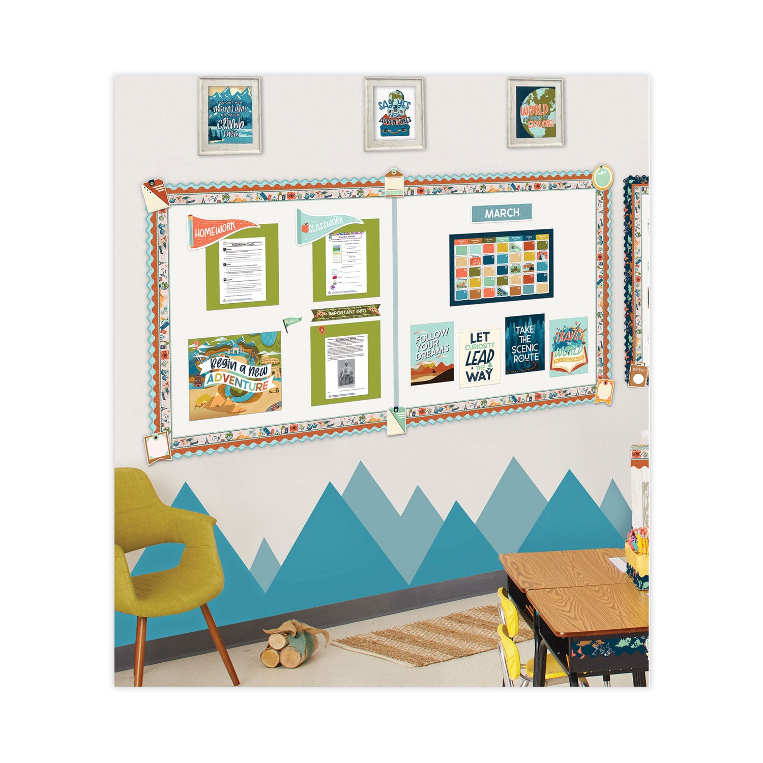 Carson-Dellosa Education Calendar Bulletin Board Sets, 123-Piece Set, Let's Explore, 23" x 13", Multicolor
