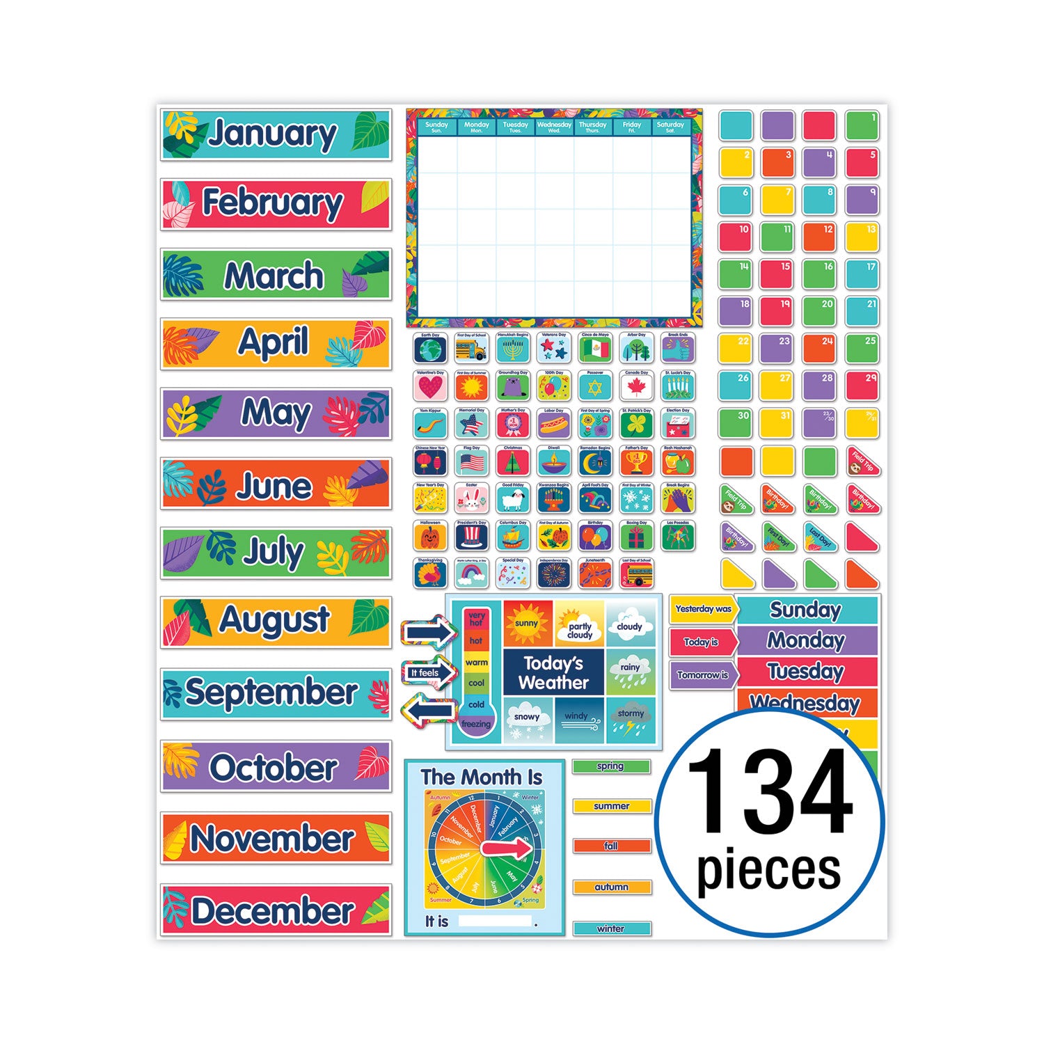 Carson-Dellosa Education Calendar Bulletin Board Sets, 134-Piece Set, One World, 23" x 17", Multicolor