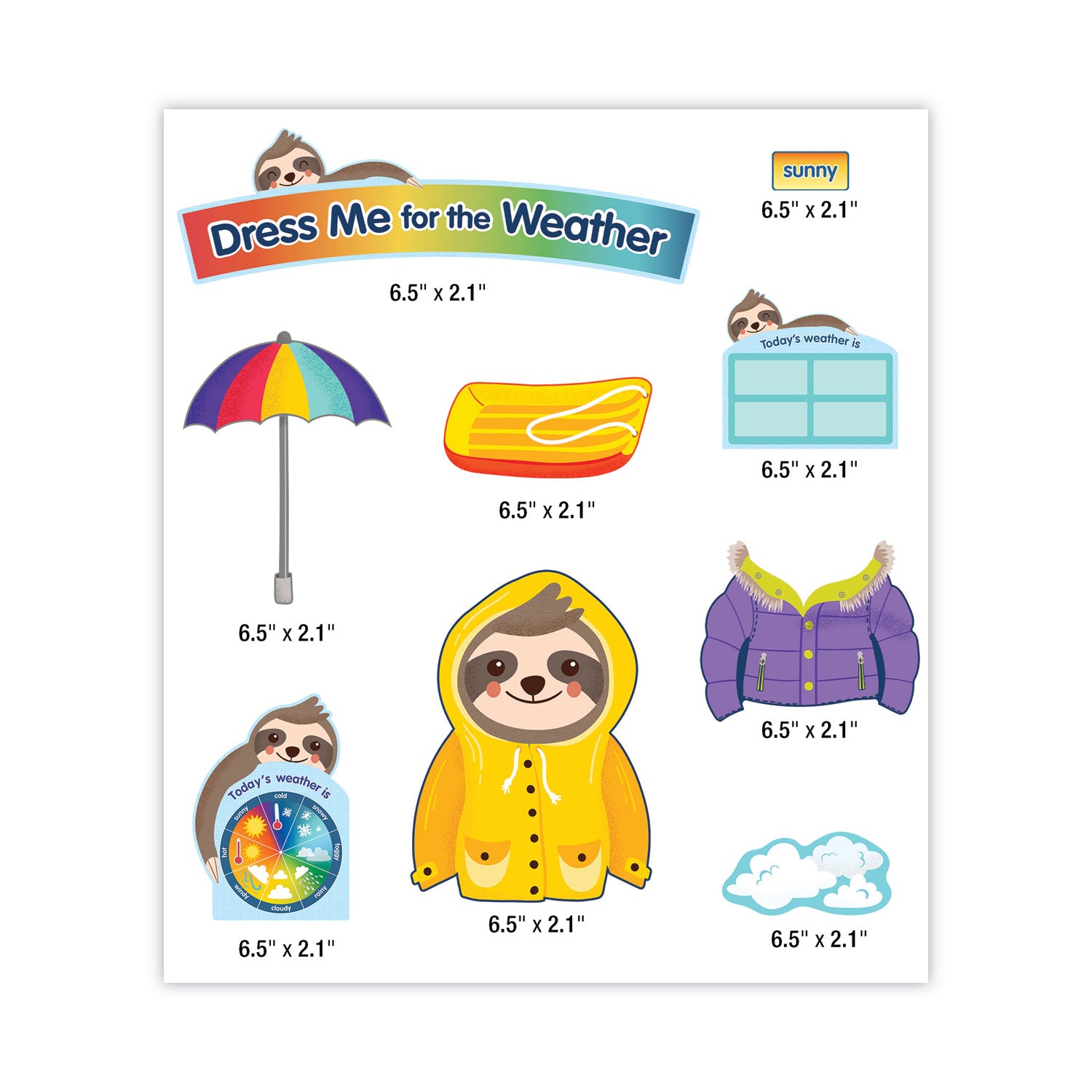 Carson-Dellosa Education Curriculum Bulletin Board Sets, 54-Piece Set, Dress Me for the Weather, 23.5" x 7.5", Multicolor