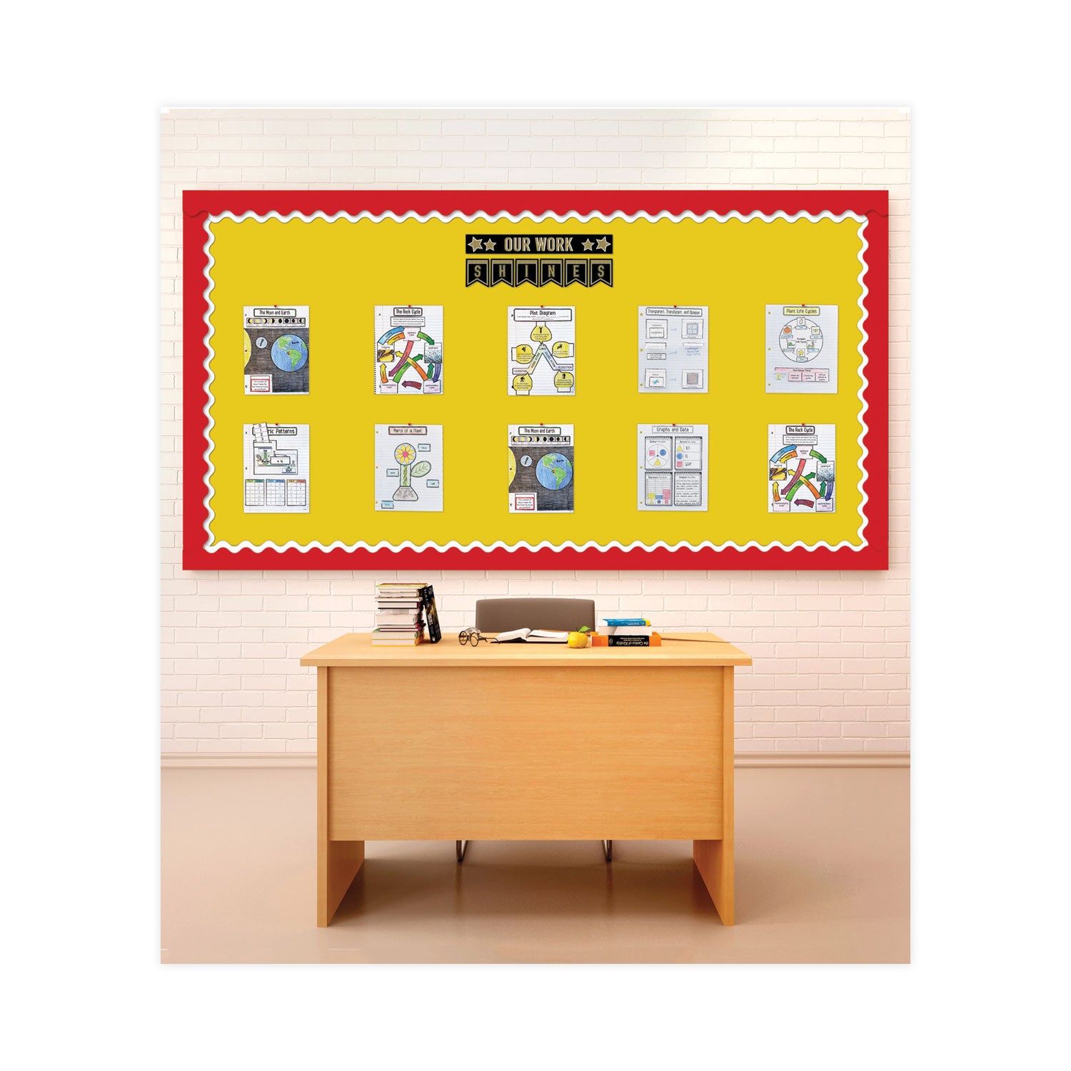 Carson-Dellosa Education Rolled Borders, Scalloped Border, Back to School, 2.25" x 65 ft, Red