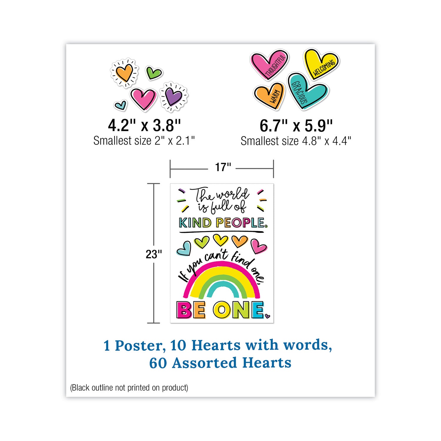 Carson-Dellosa Education Motivational Bulletin Board Sets, 75-Piece Set, Kind Vibes, 30" x 16", Multicolor