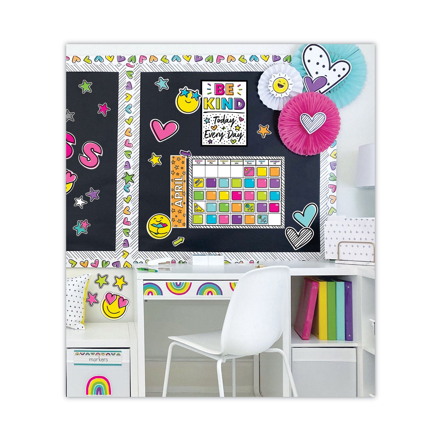 Carson-Dellosa Education Calendar Bulletin Board Sets, 129-Piece Set, Kind Vibes, 23" x 17", Multicolor