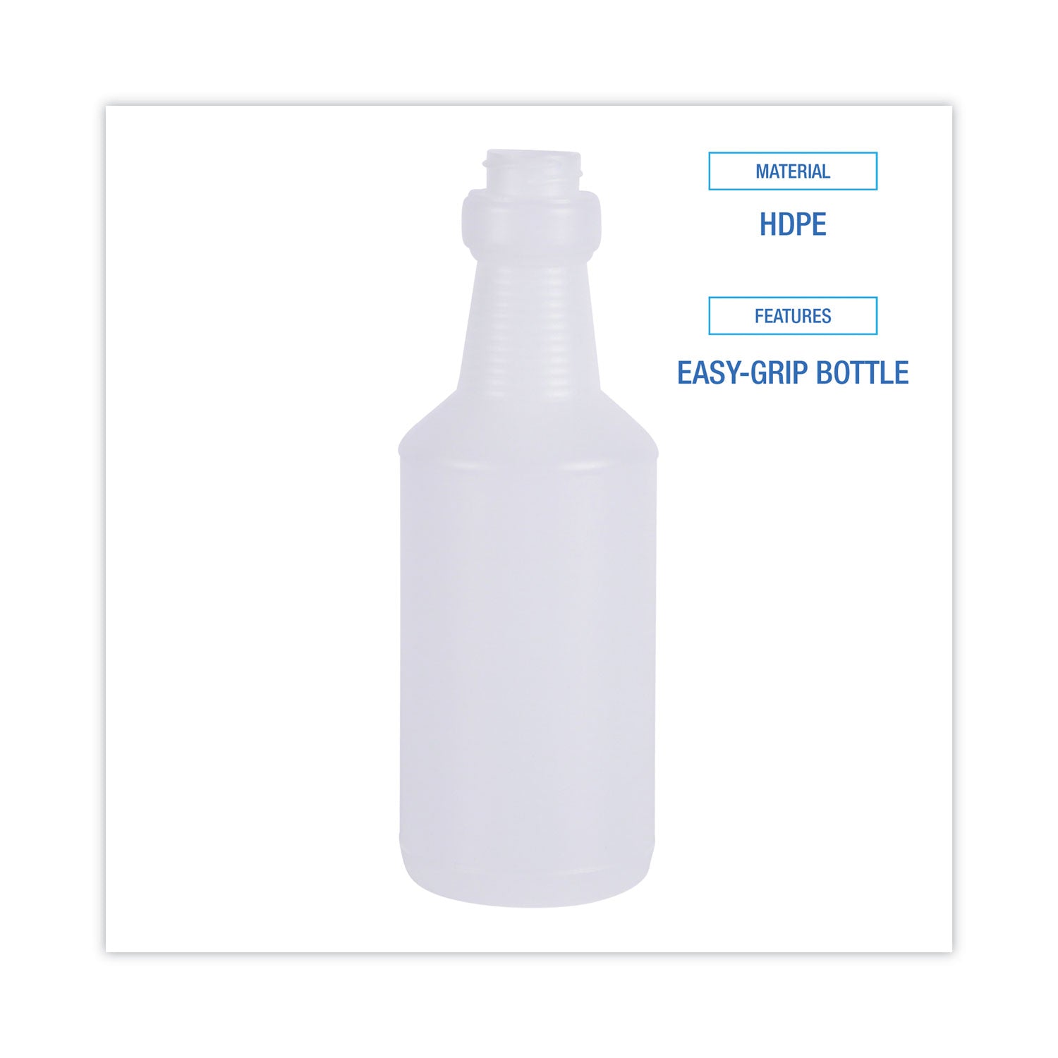 Boardwalk® Easy-Grip Plastic Spray Bottle, 16 oz, Clear, 24/Carton