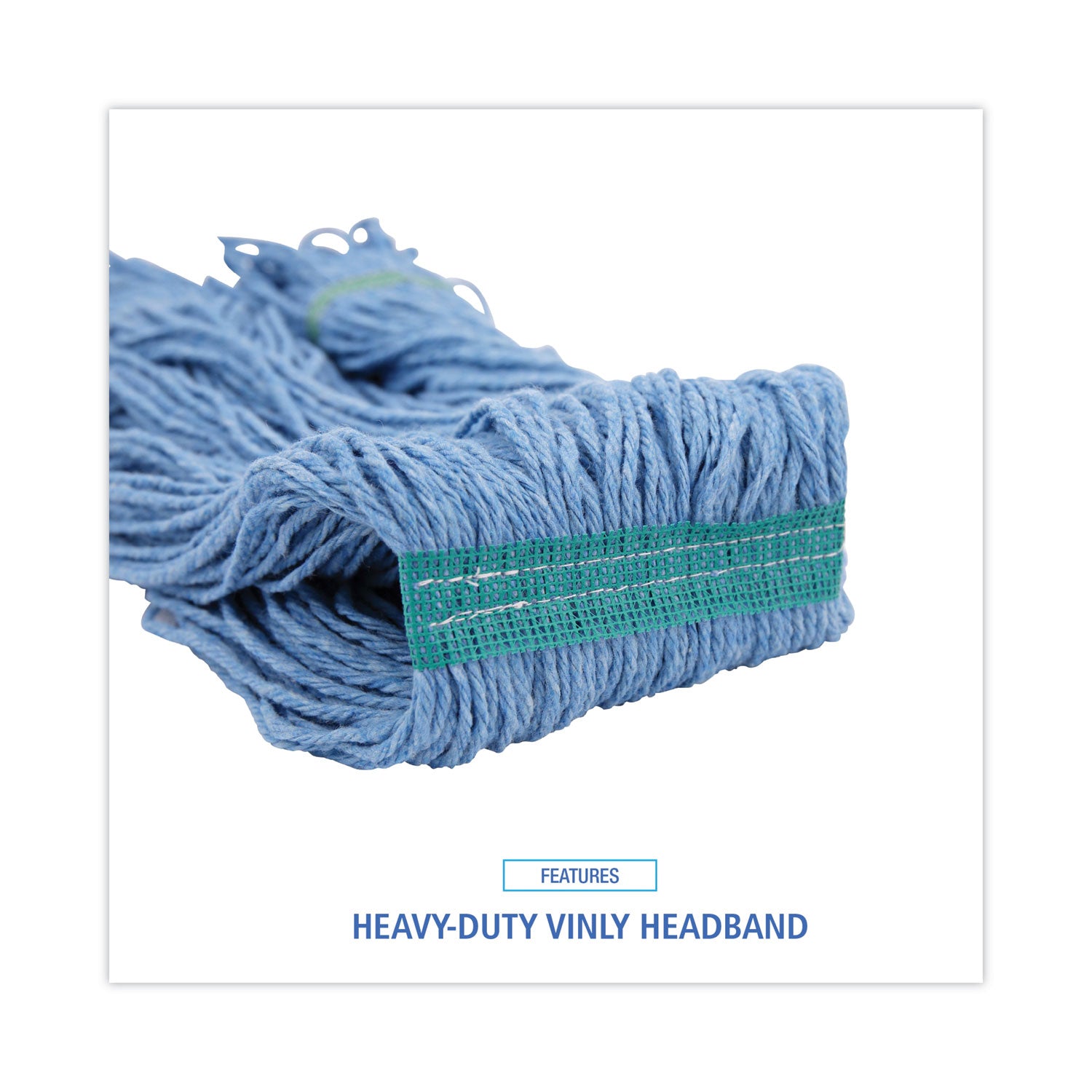Boardwalk® Super Loop Wet Mop Head, Cotton/synthetic Fiber, 1" Headband, Medium Size, Blue, 12/carton