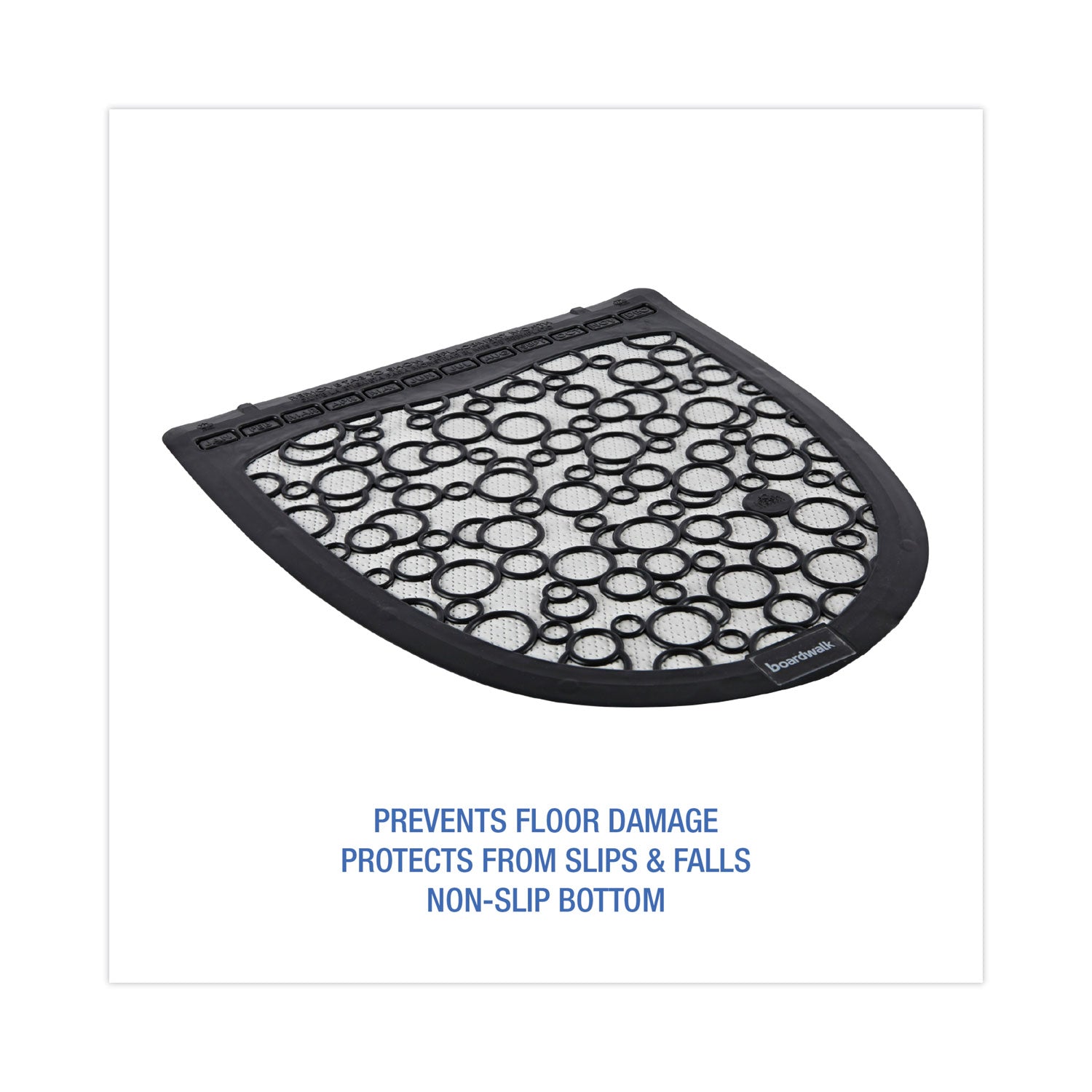 Boardwalk® Disposable Urinal Floor Mat 2.0, Slip-Resistant Rubber, 17.5 x 20, Black/White, 6/Carton