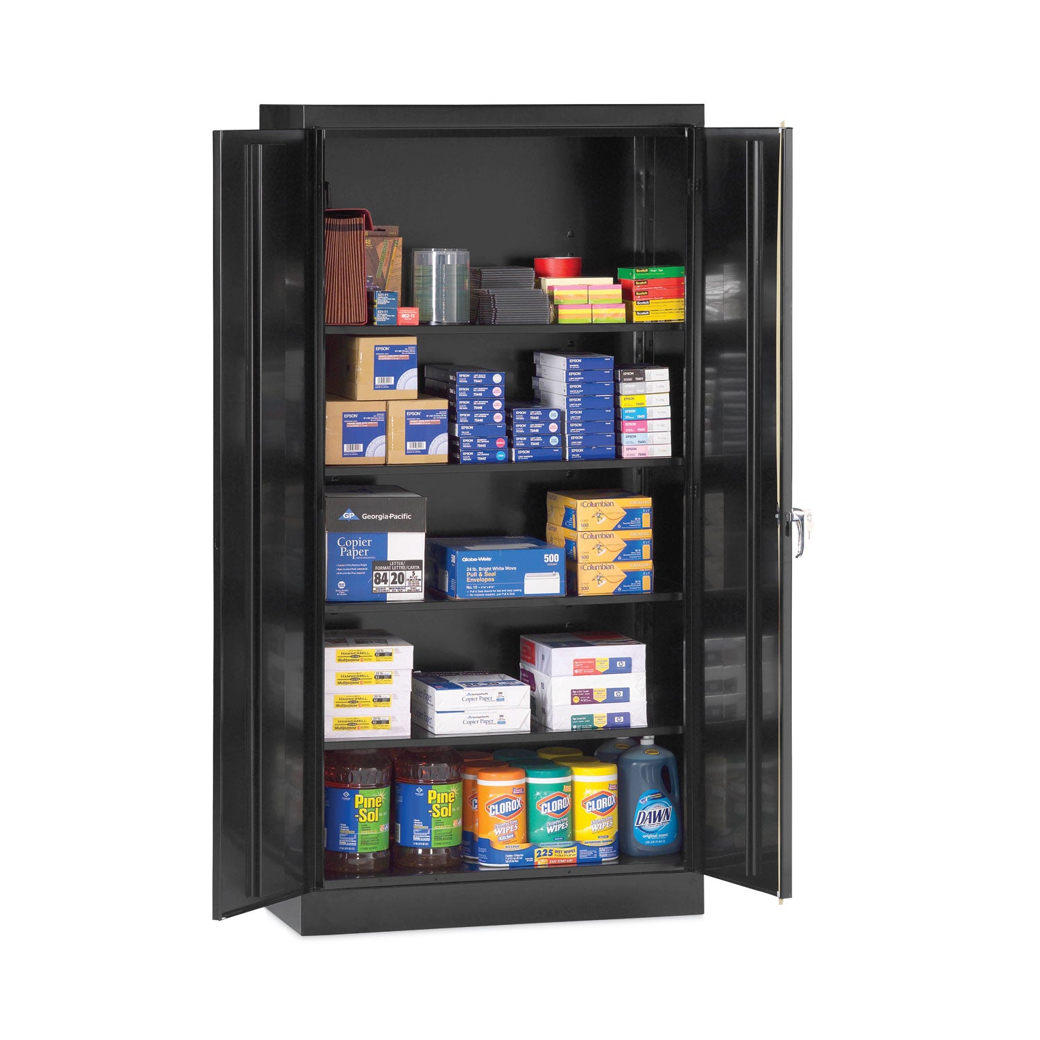 Alera® Assembled 72" High Heavy-Duty Welded Storage Cabinet, Four Adjustable Shelves, 36w X 18d, Black