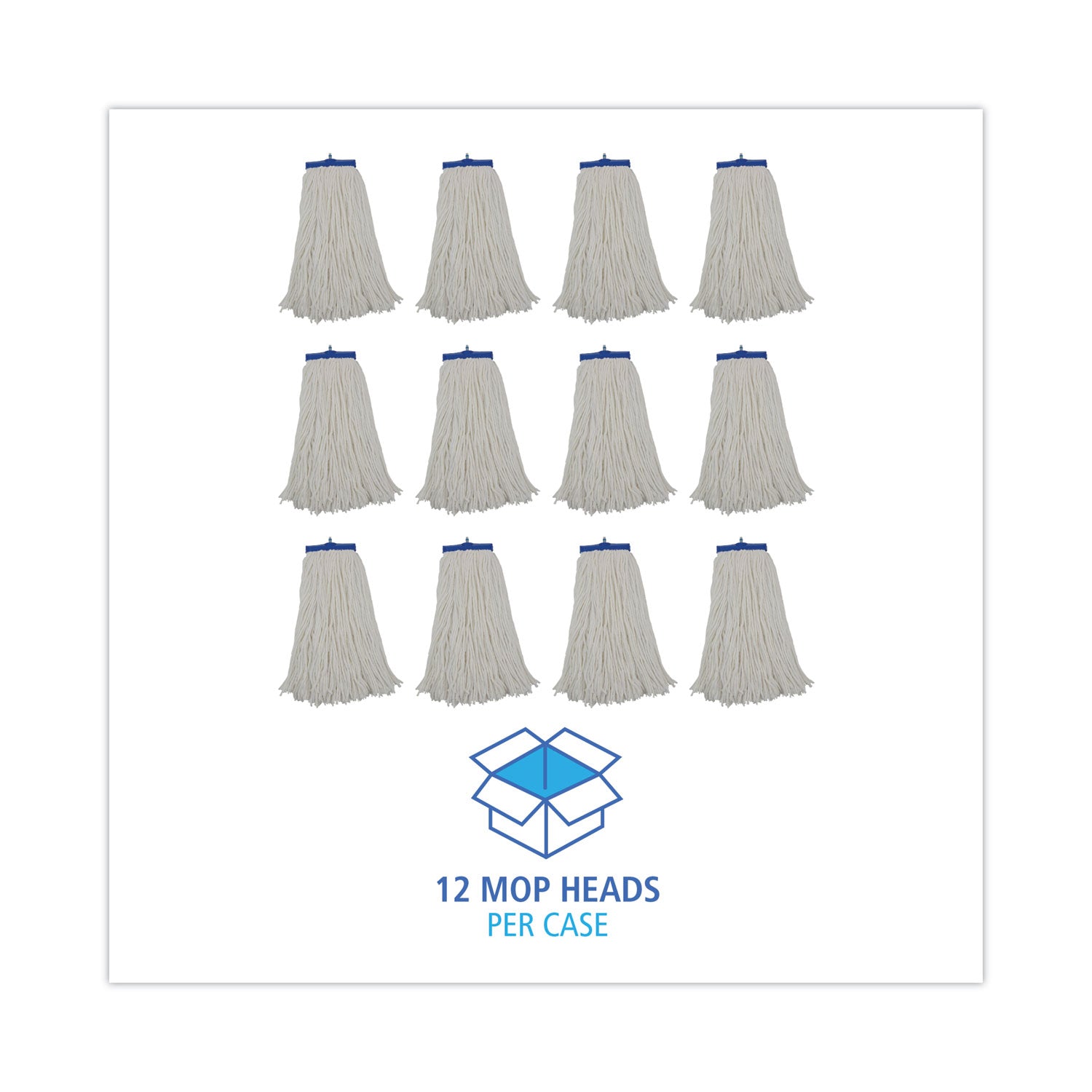 Boardwalk® Cut-End Lie-Flat Mop Head, Rayon, 16oz, White, 12/carton