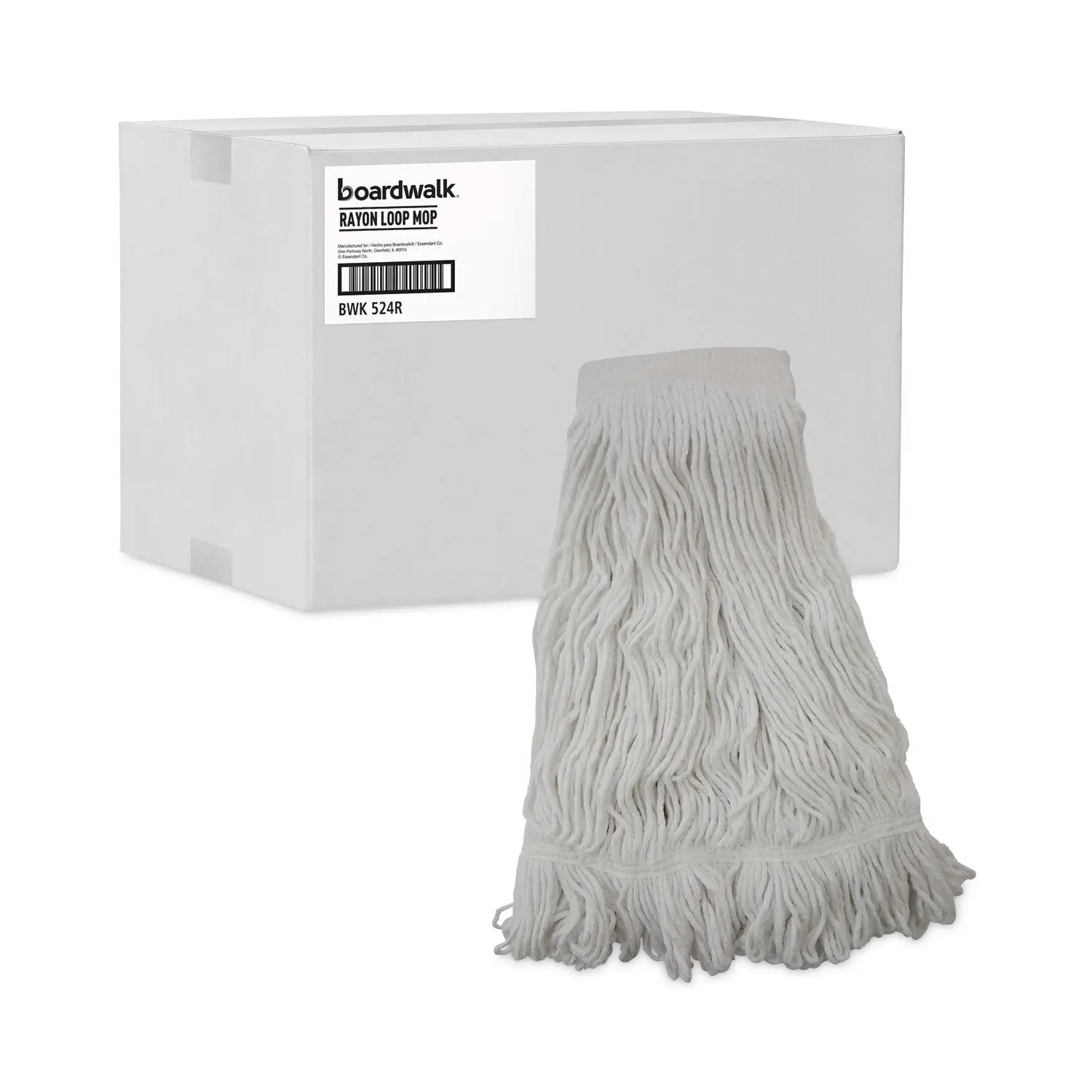 Mop Head, Pro Loop Web/Tailband, Premium Saddleback Head, Ryn, 24-oz., WH, 12/CT Boardwalk® Flipcost