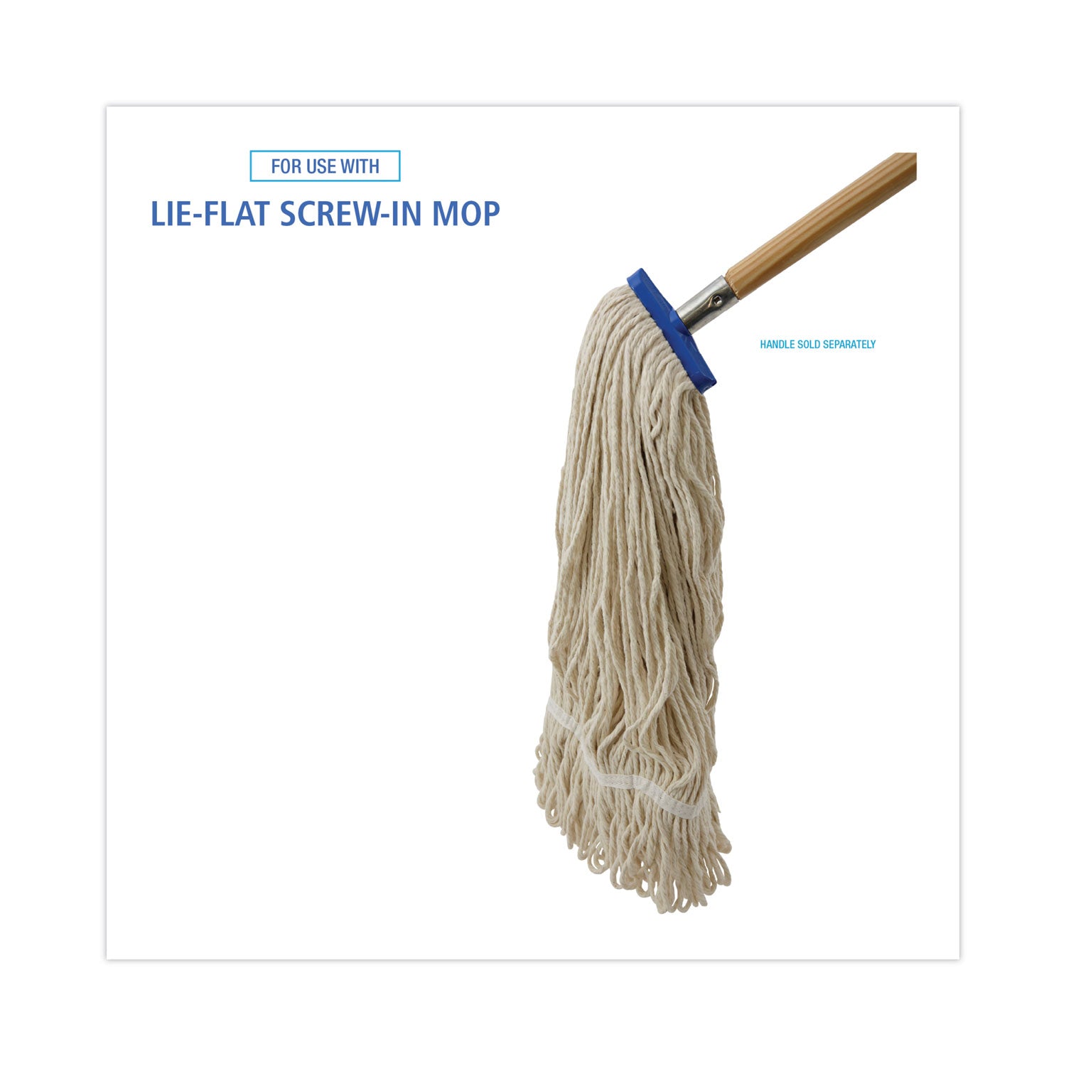 Boardwalk® Mop Head, Lie-Flat Head, Cotton Fiber, 24 oz, White, 12/Carton