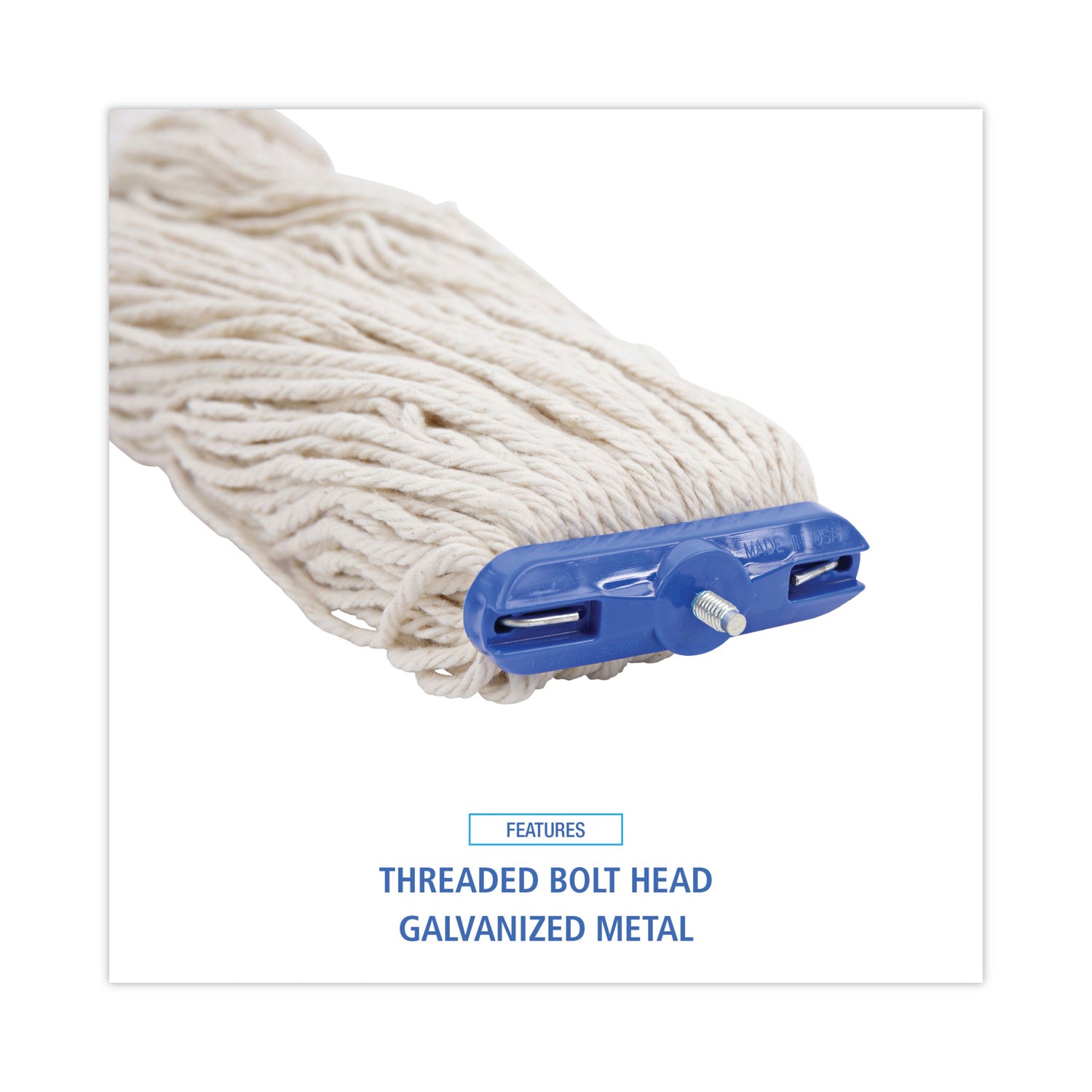 Boardwalk® Mop Head, Lie-Flat Head, Cotton Fiber, 24 oz, White, 12/Carton