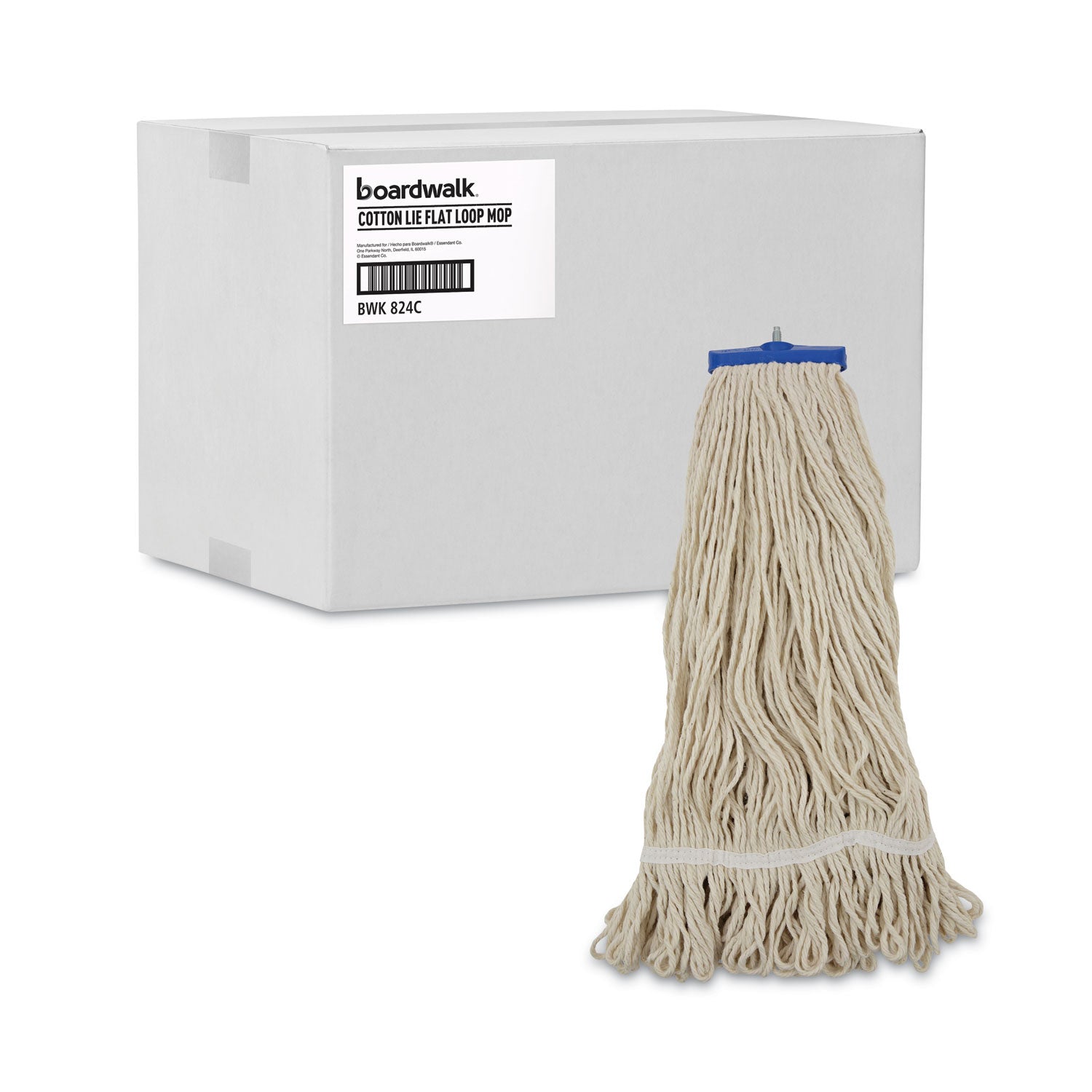 Boardwalk® Mop Head, Lie-Flat Head, Cotton Fiber, 24 oz, White, 12/Carton