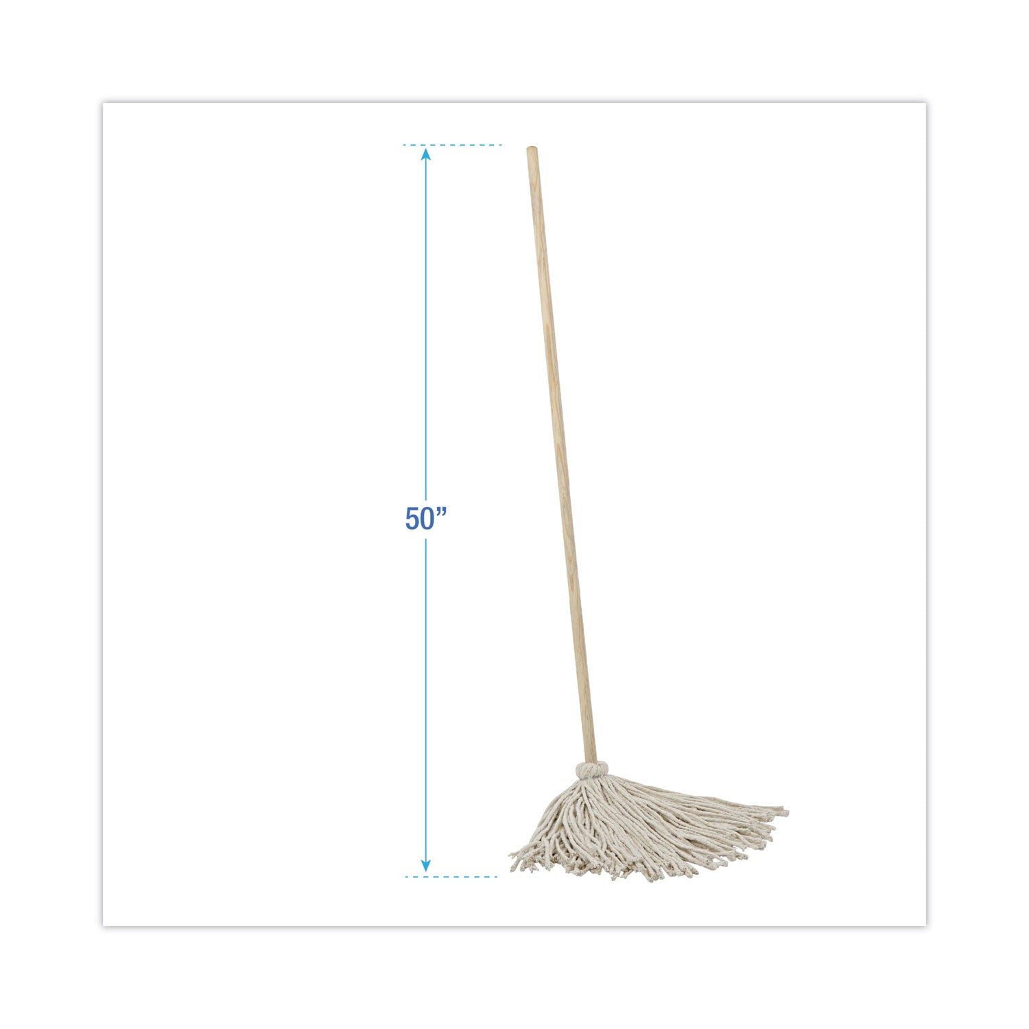 Boardwalk® Cotton Deck Mop, #24 White Cotton Head, 50" Wood Handle, 6/Carton
