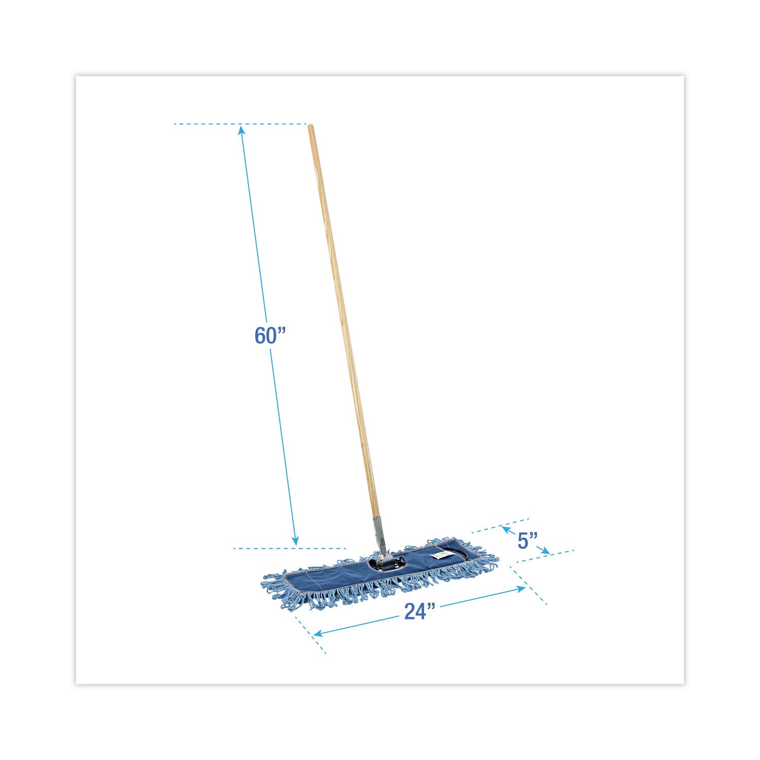 Boardwalk® Dry Mopping Kit, 24 X 5 Blue Synthetic Head, 60" Natural Wood/metal Handle