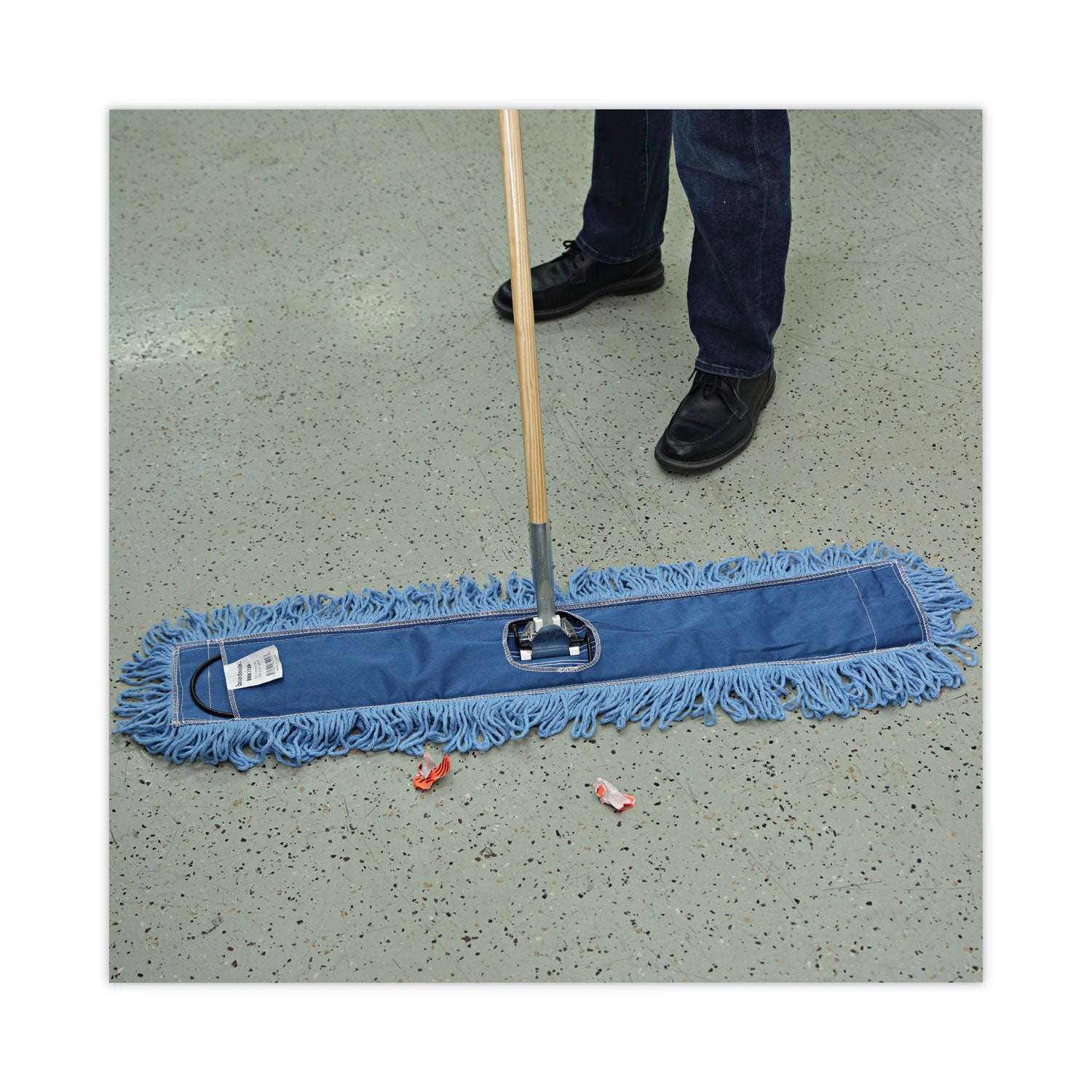 Boardwalk® Dry Mopping Kit, 36 X 5 Blue Blended Synthetic Head, 60" Natural Wood/metal Handle