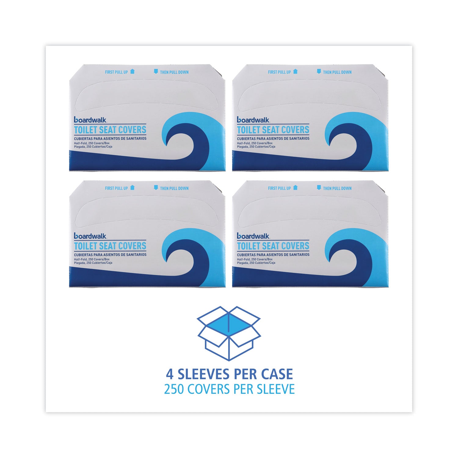 Boardwalk® Premium Half-Fold Toilet Seat Covers, 14.17 x 16.73, White, 250 Covers/Sleeve, 4 Sleeves/Carton