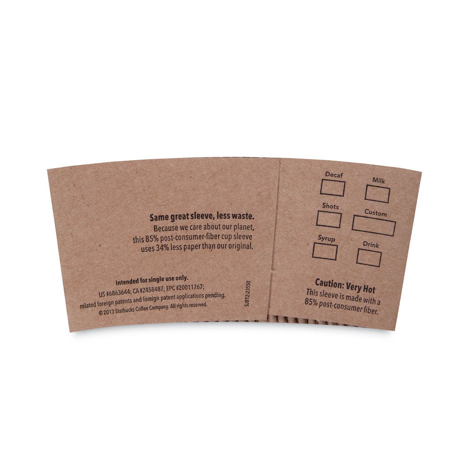 Starbucks® Cup Sleeves, Fits 12, 16, 20 Oz Hot Cups, Kraft, 1,380/carton