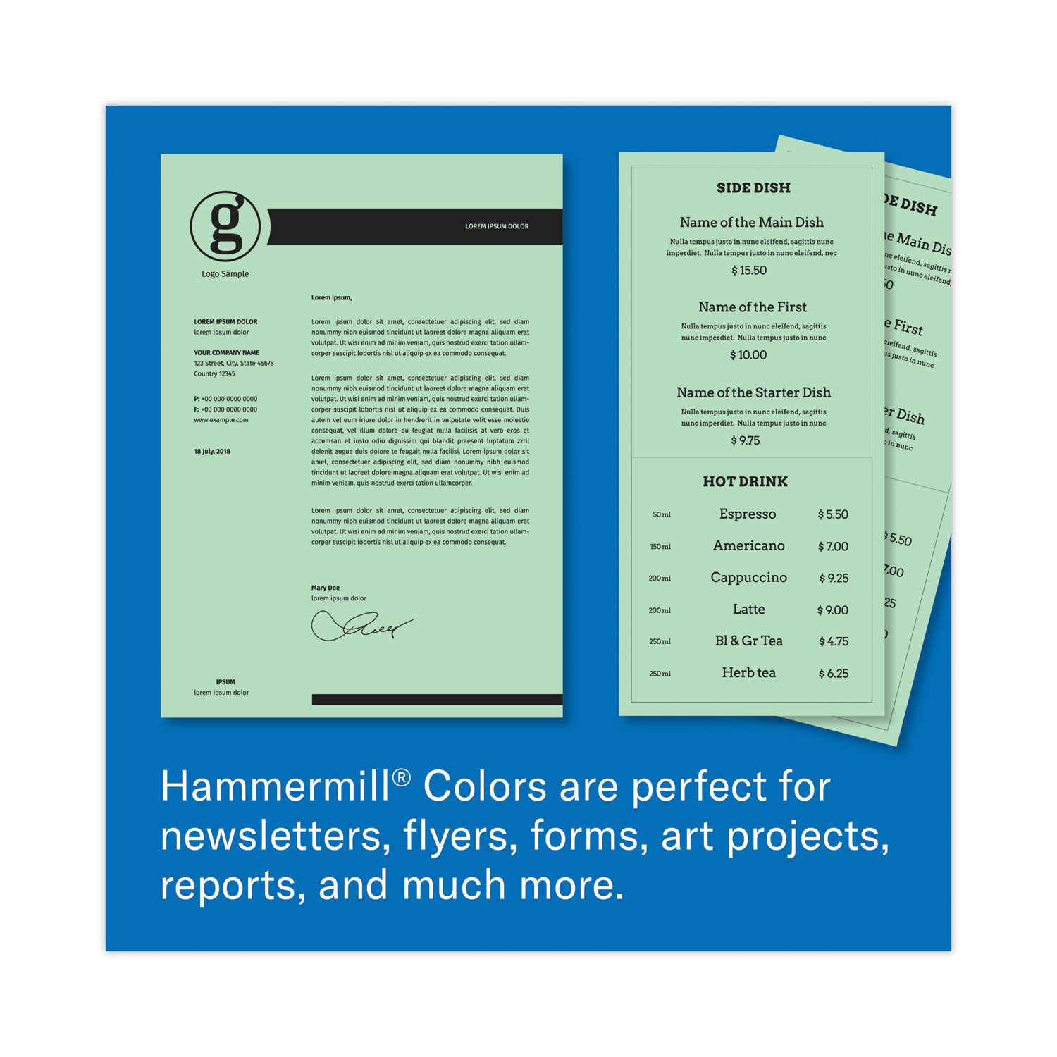 Hammermill® Colors Print Paper, 20 lb Bond Weight, 8.5 x 11, Green, 500/Ream