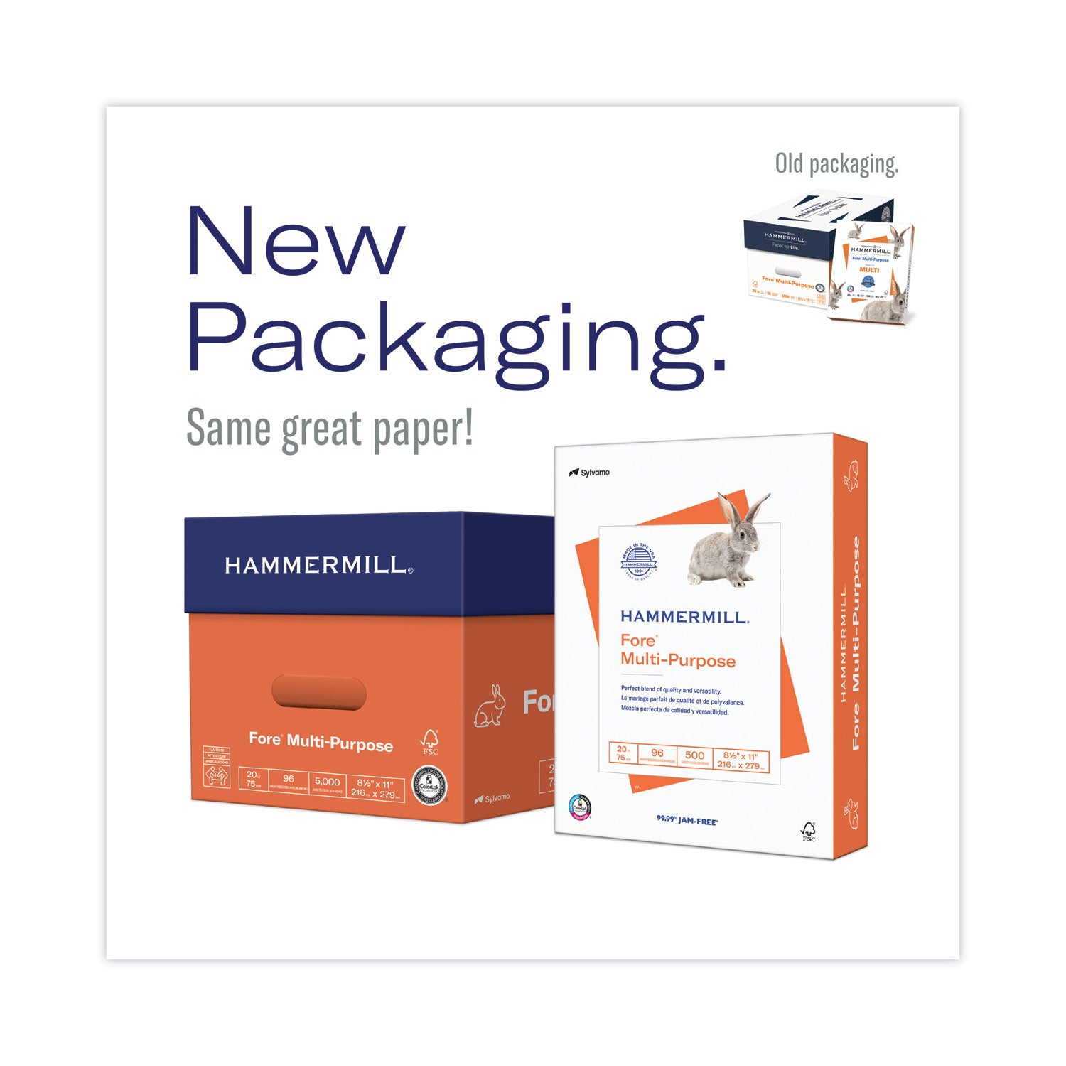 Hammermill® Fore Multipurpose Print Paper, 96 Bright, 20 lb Bond Weight, 8.5 x 11, White, 500 Sheets/Ream, 10 Reams/Carton
