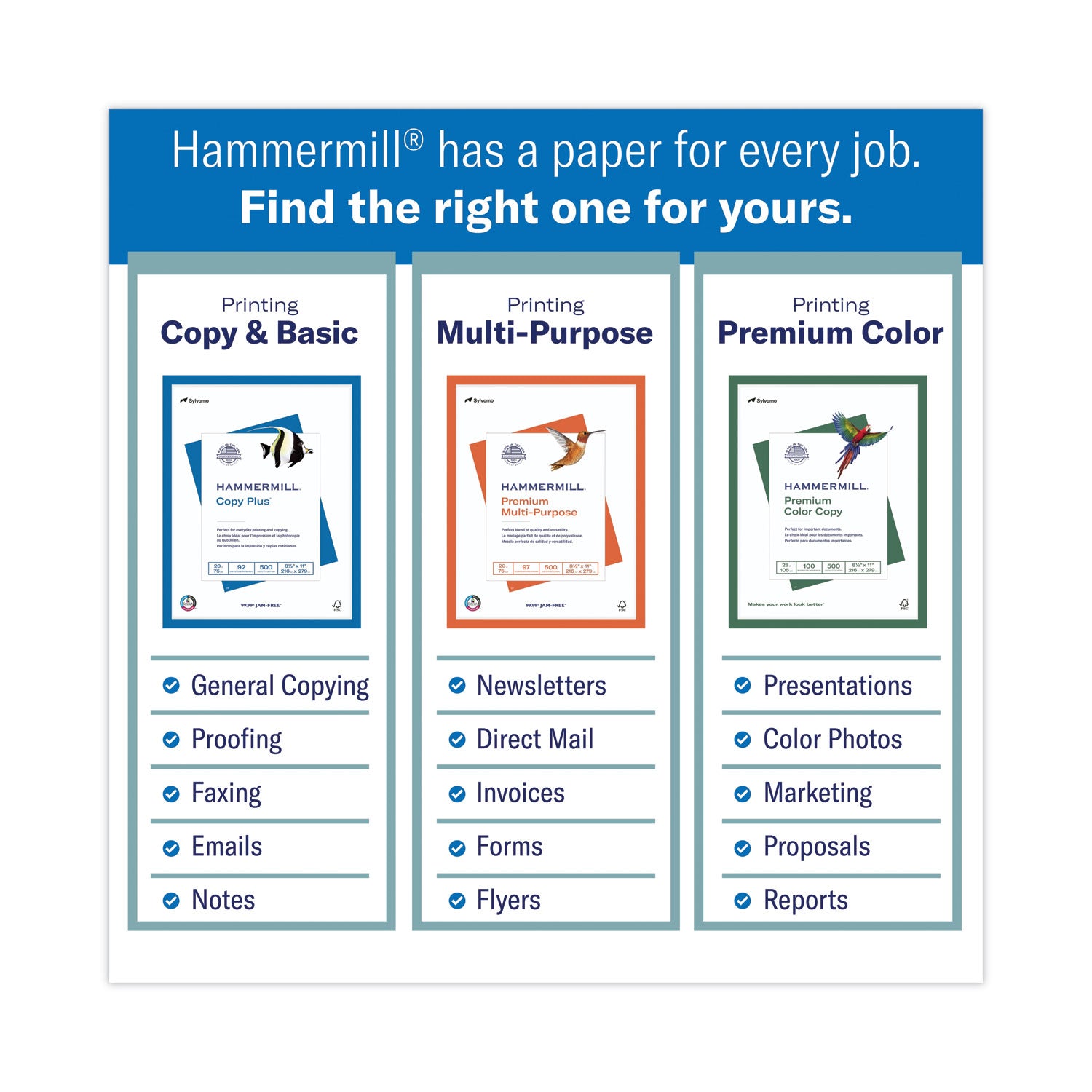 Hammermill® Copy Plus Print Paper, 92 Bright, 3-Hole, 20 lb Bond Weight, 8.5 x 11, White, 500/Ream