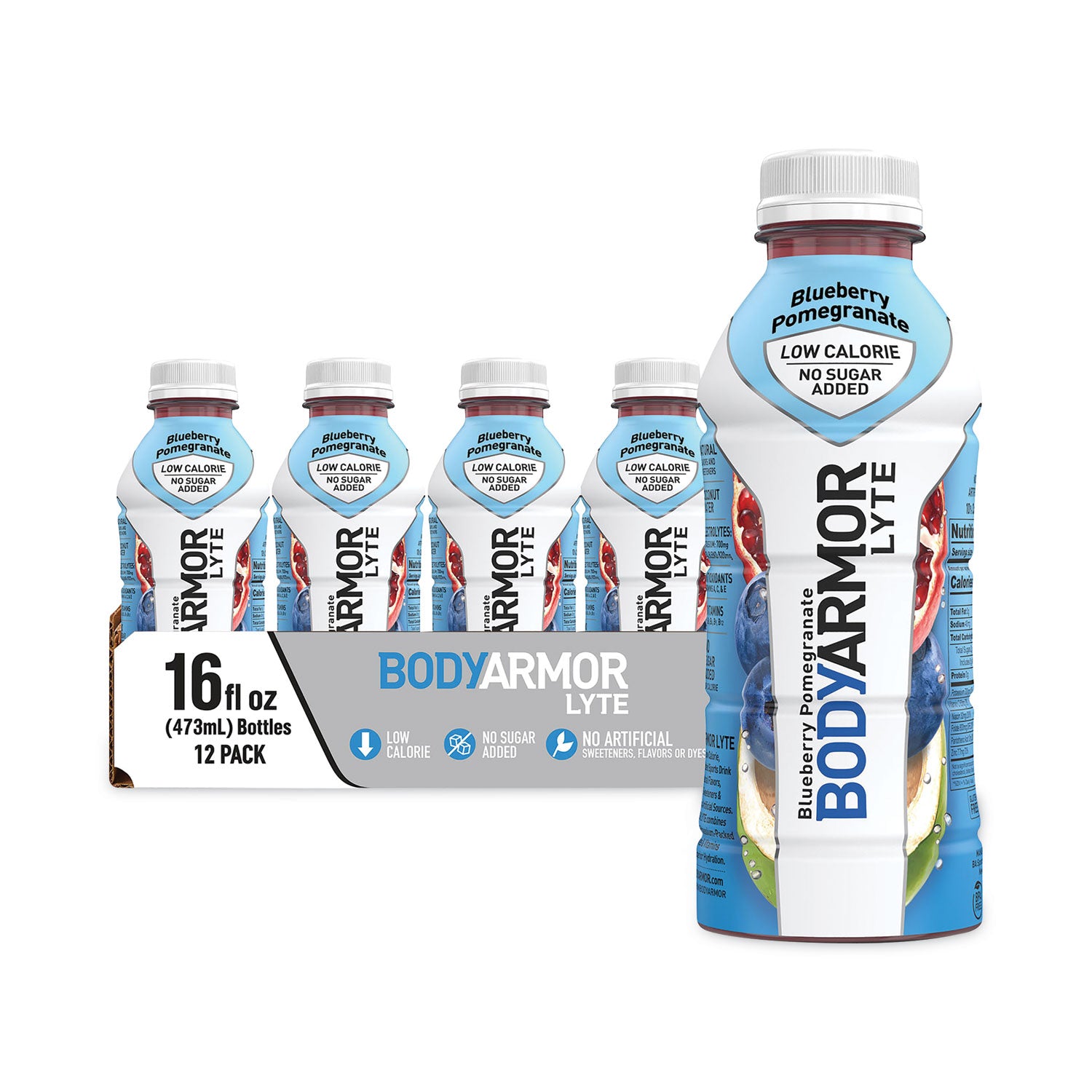 BodyArmor LYTE Sports Drink, Blueberry Pomegranate, 16 oz Bottle, 12/Pack